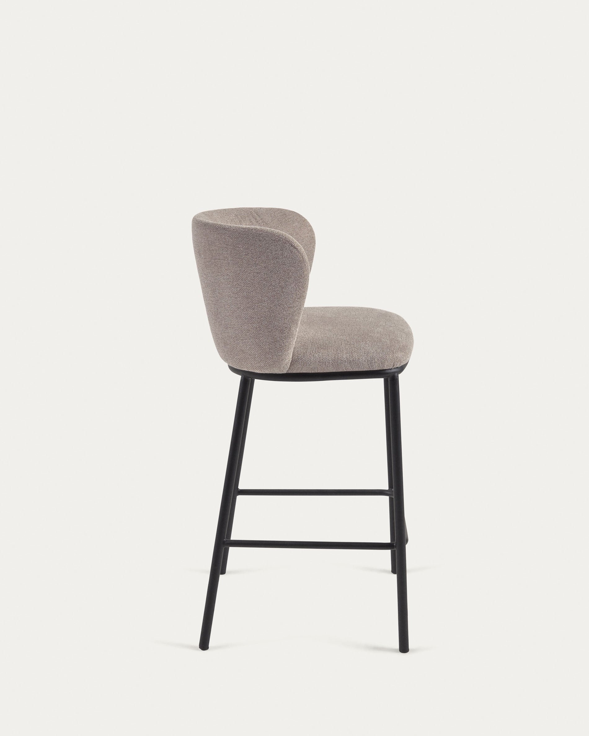 Ciselia stool in brown chenille with steel legs in black, 65 cm height FSC Mix Credit - Product View