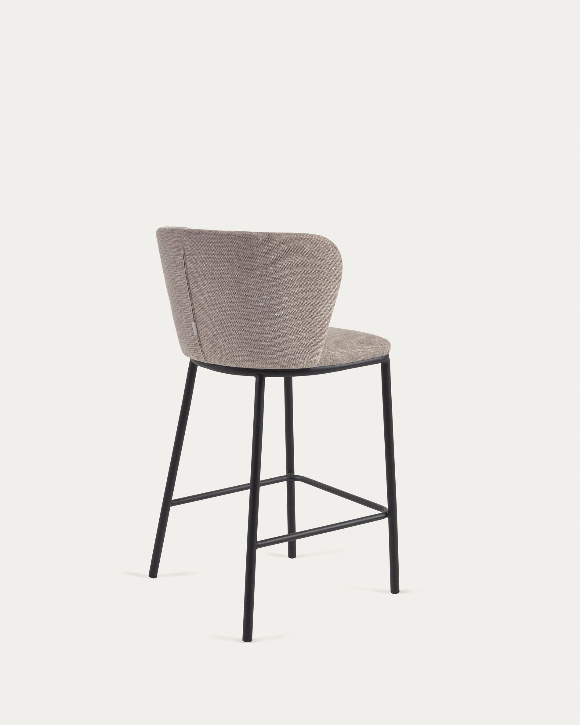 Ciselia stool in brown chenille with steel legs in black, 65 cm height FSC Mix Credit - Product View