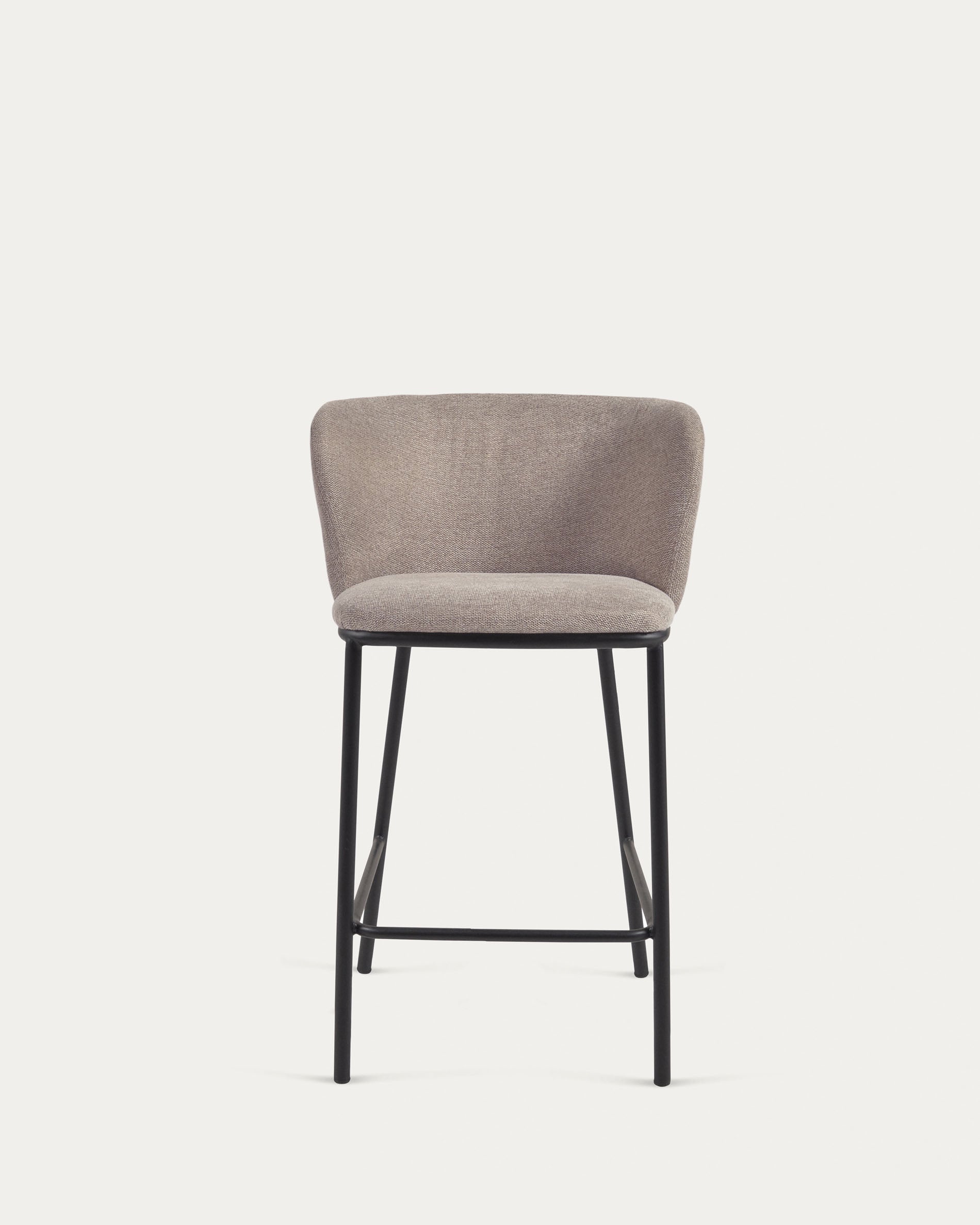 Ciselia stool in brown chenille with steel legs in black, 65 cm height FSC Mix Credit - Product View