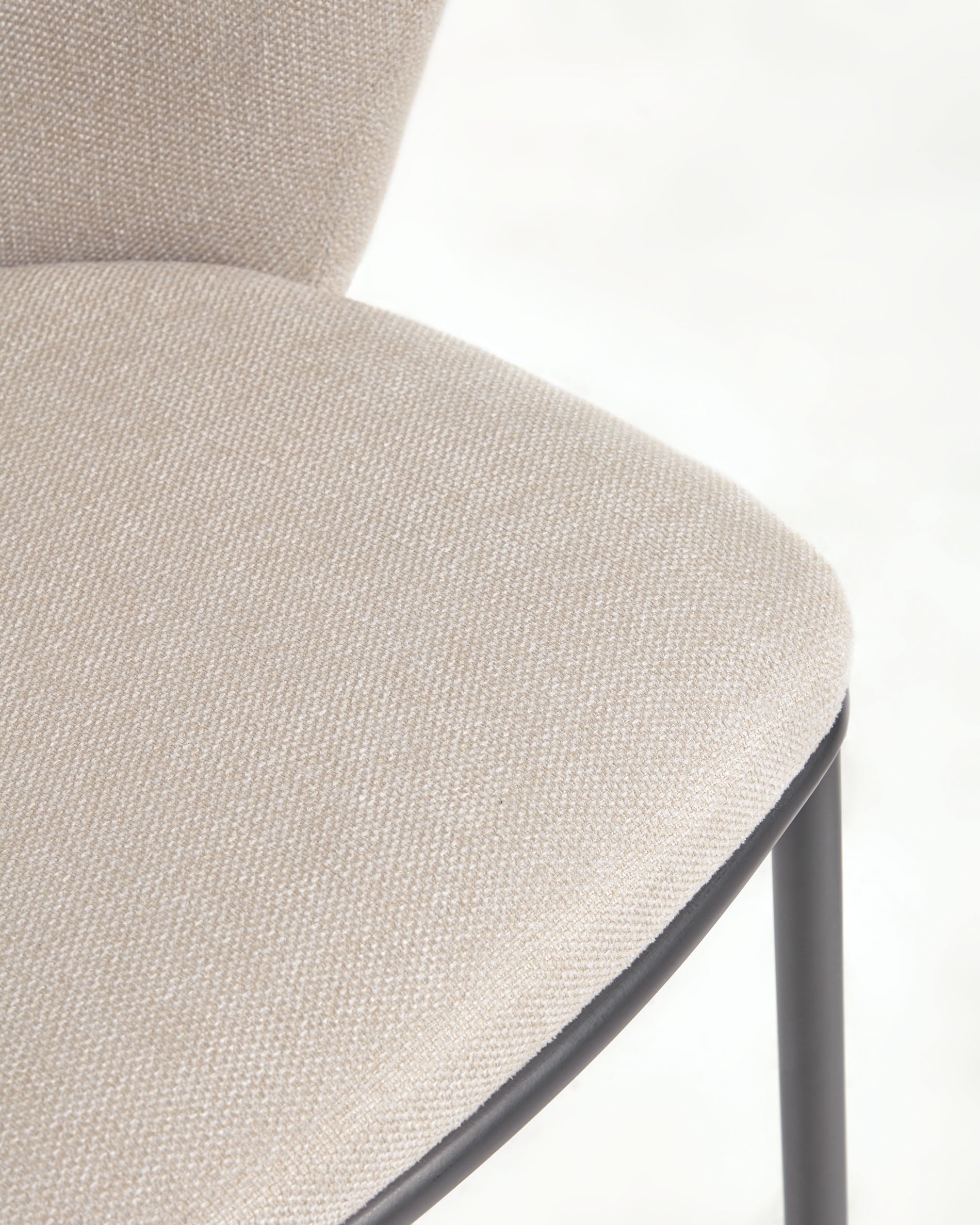 Ciselia stool in beige chenille with steel legs in black 65 cm height FSC Mix Credit - Detail