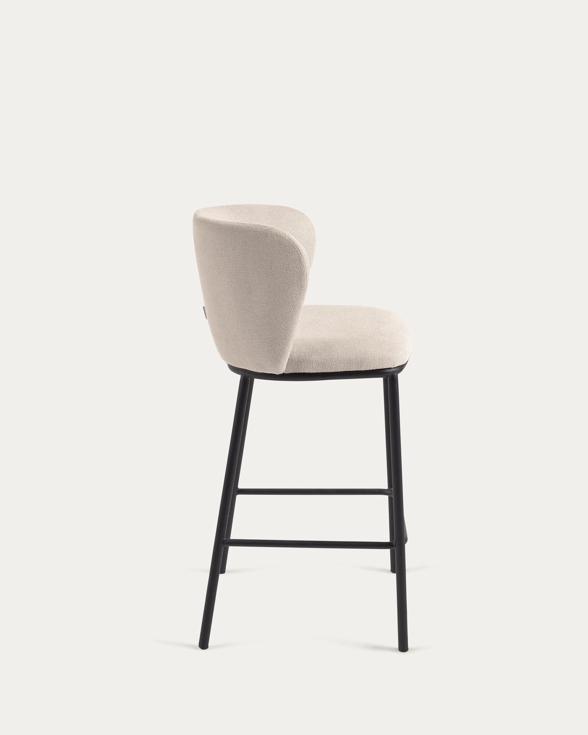 Ciselia stool in beige chenille with steel legs in black 65 cm height FSC Mix Credit - Product View