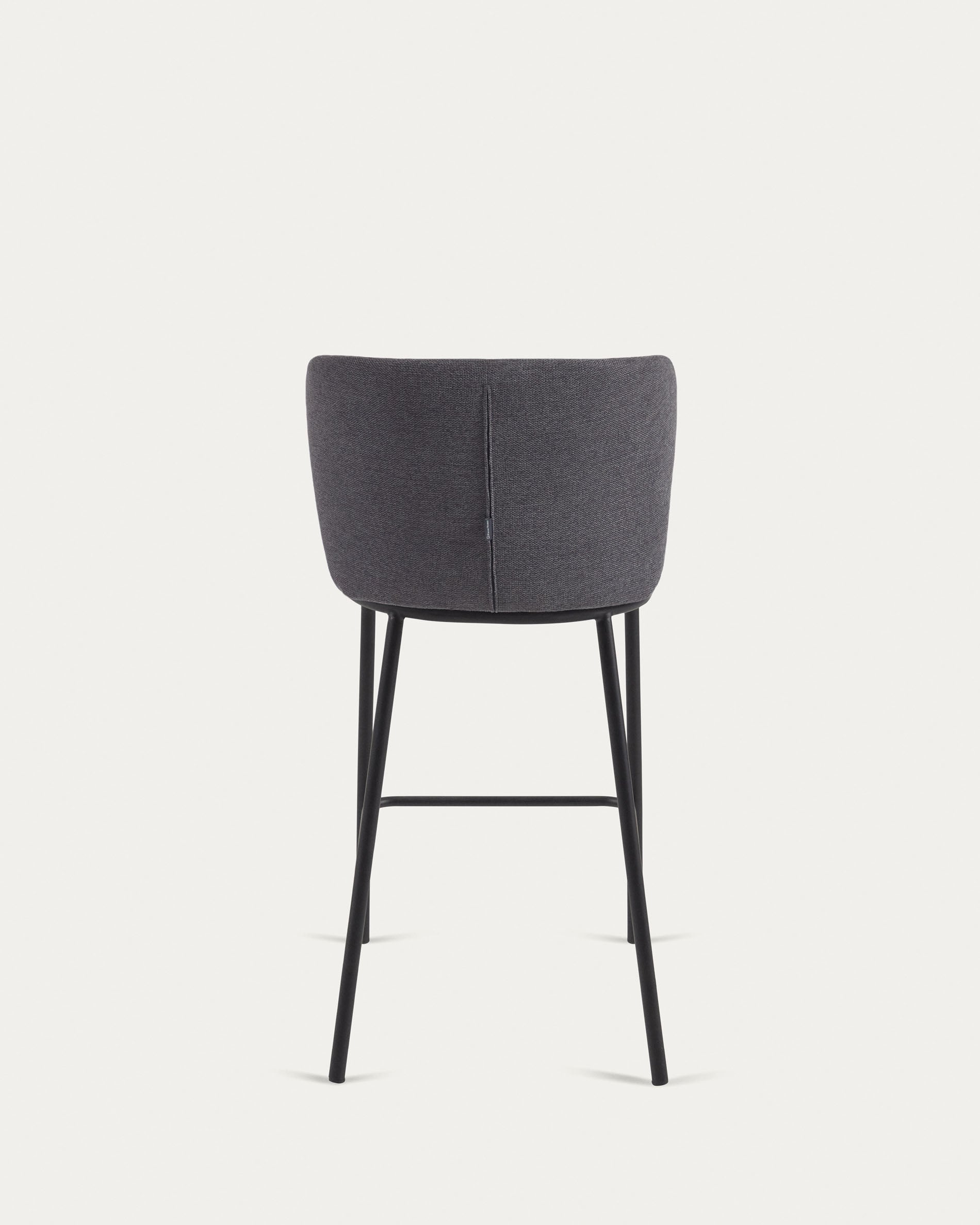 Ciselia stool in dark grey chenille with steel legs in black 65 cm height FSC Mix Credit - Product View