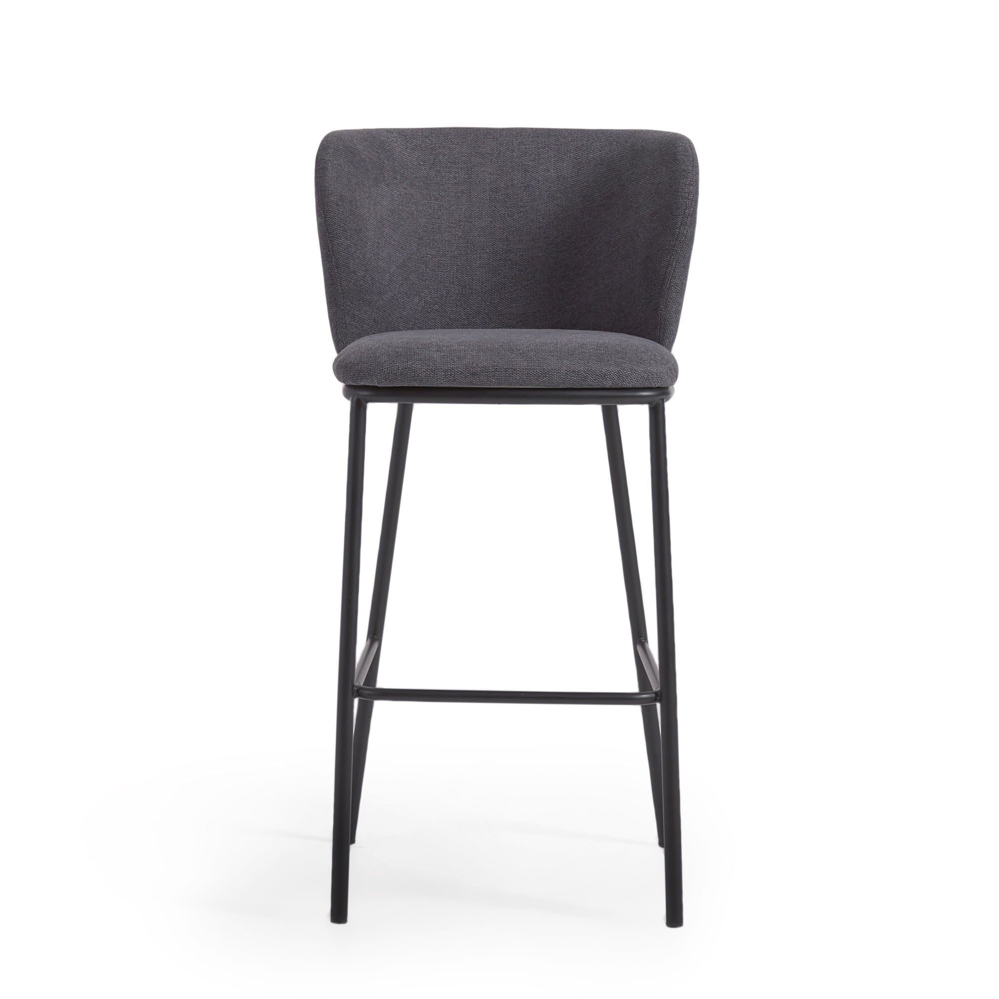 Ciselia stool in dark grey chenille and black steel legs 75 cm FSC Mix Credit - Product Image