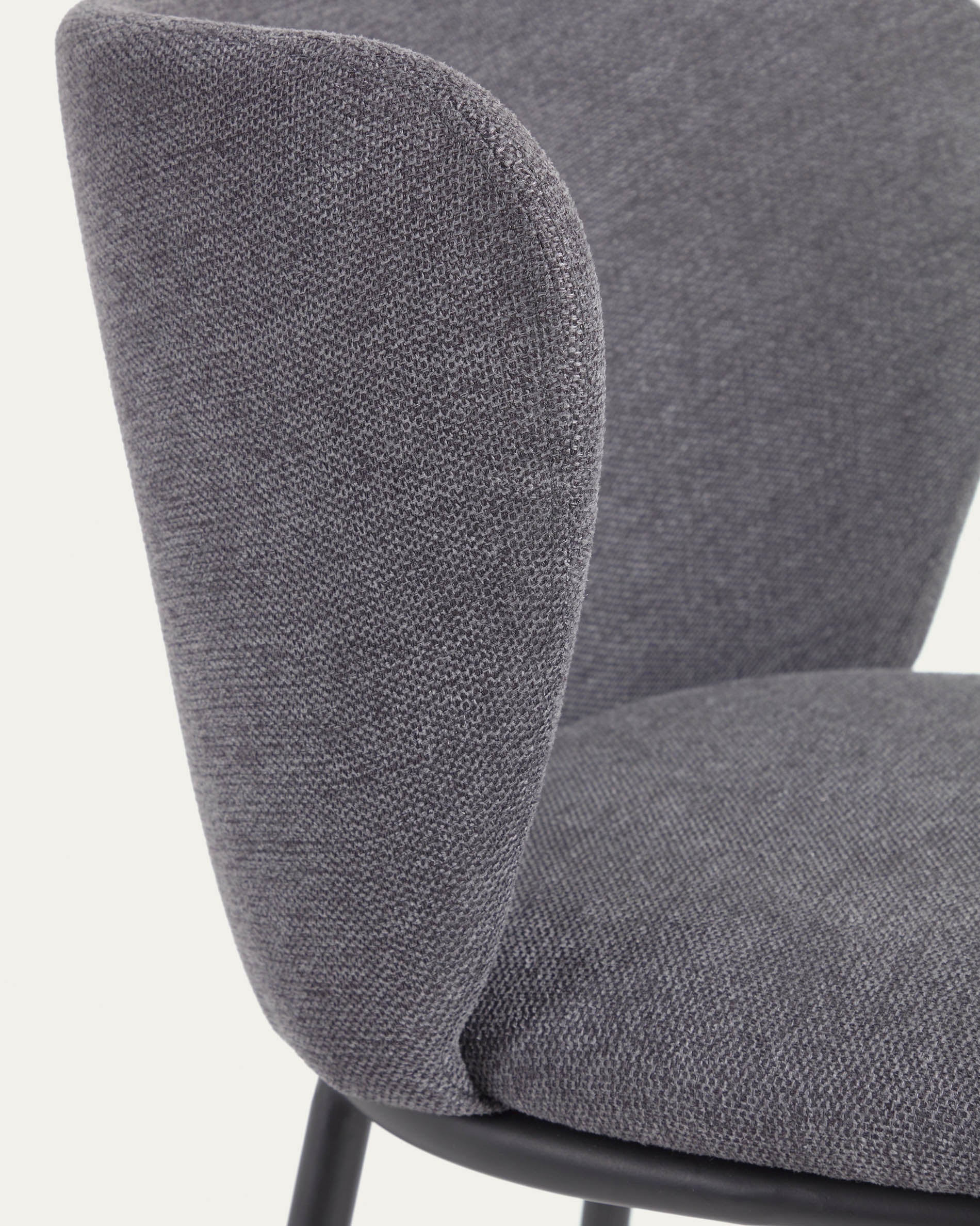 Ciselia stool in dark grey chenille and black steel legs 75 cm FSC Mix Credit - Detail