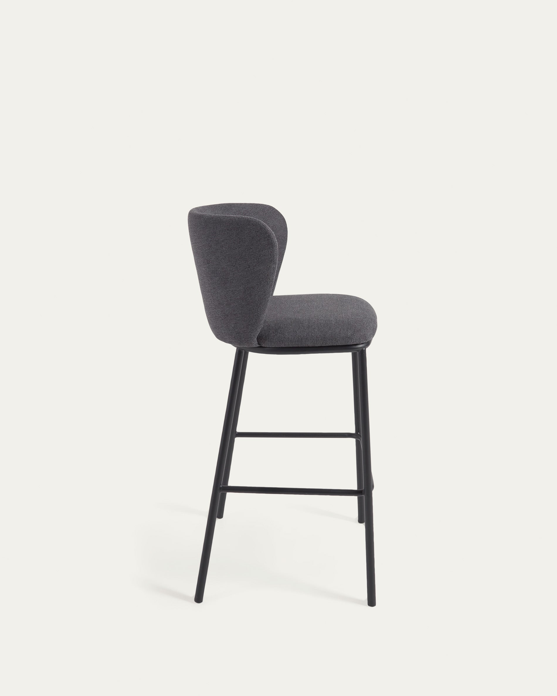 Ciselia stool in dark grey chenille and black steel legs 75 cm FSC Mix Credit - Product View