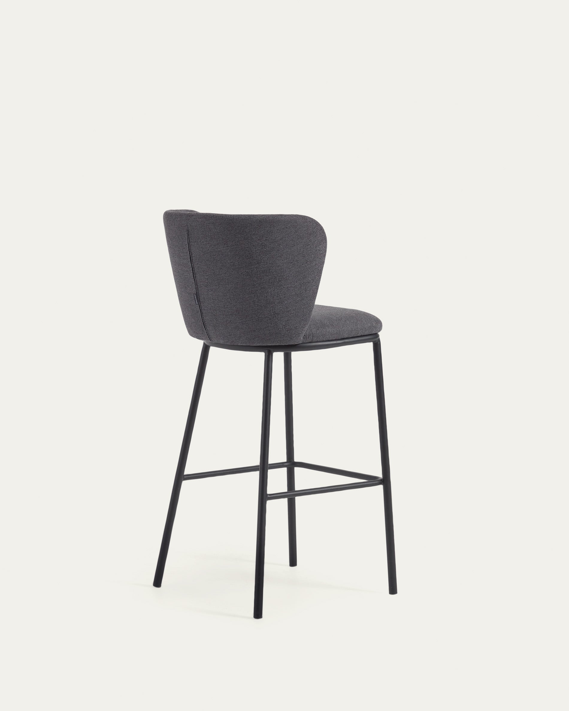 Ciselia stool in dark grey chenille and black steel legs 75 cm FSC Mix Credit - Product View