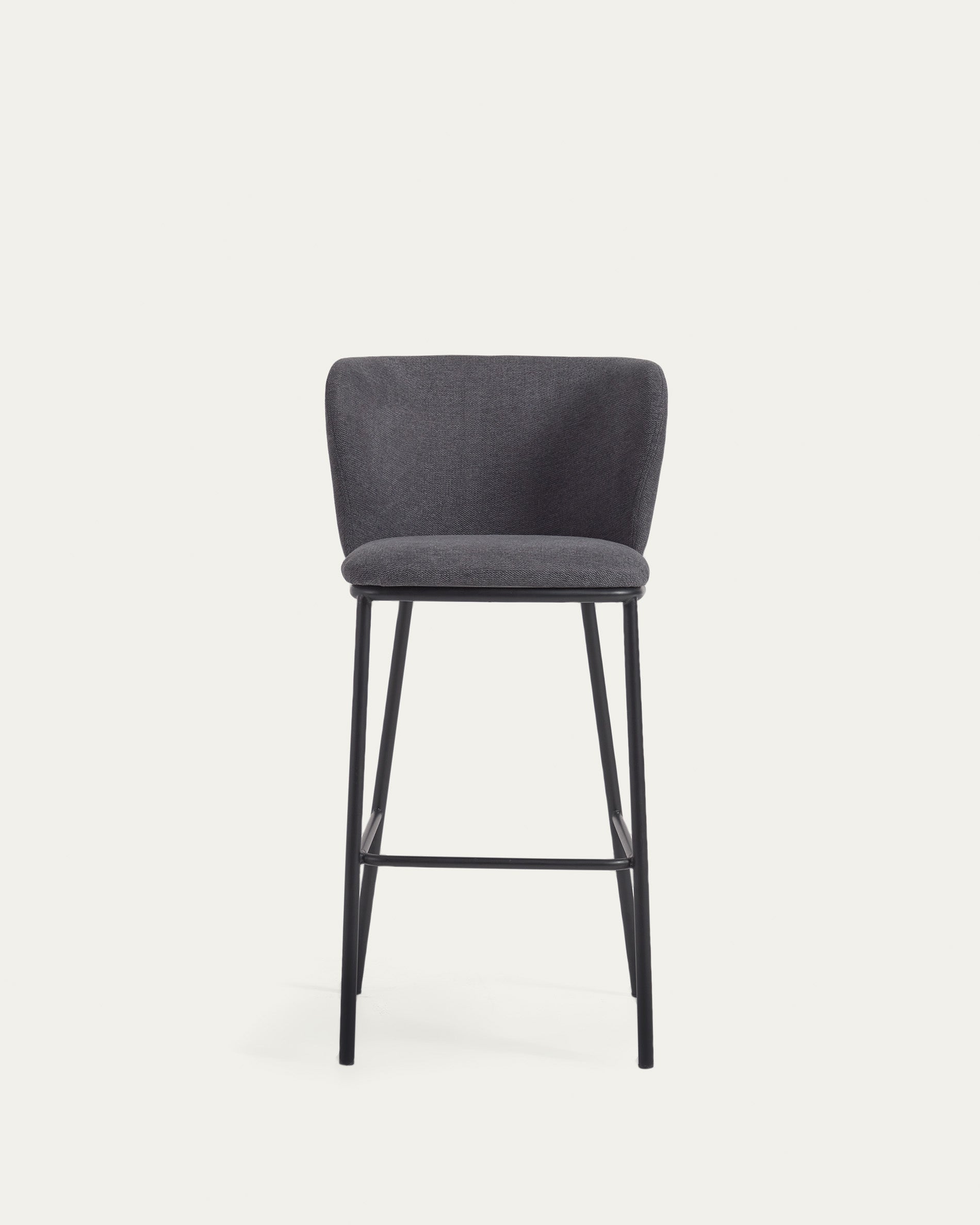 Ciselia stool in dark grey chenille and black steel legs 75 cm FSC Mix Credit - Product View