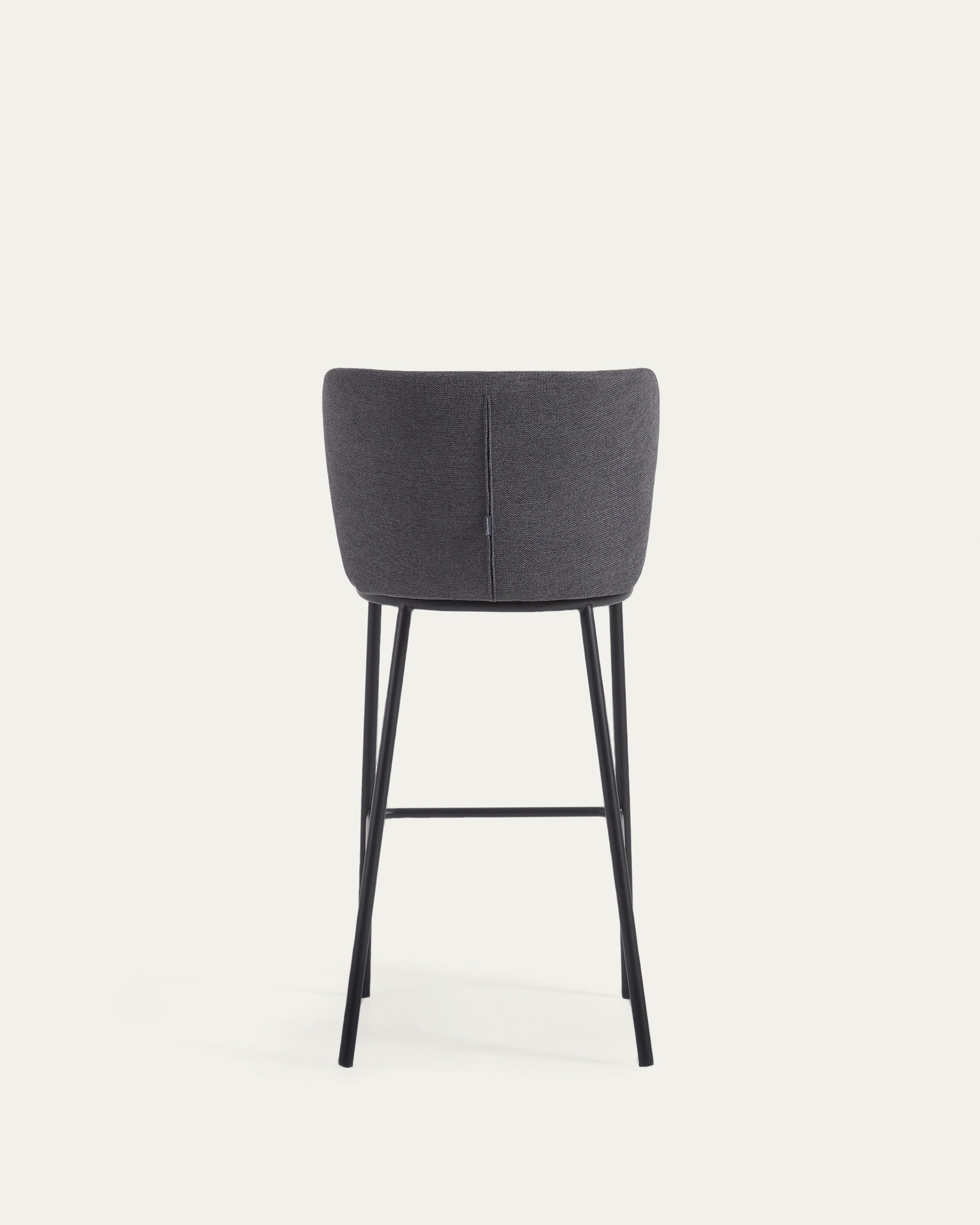 Ciselia stool in dark grey chenille and black steel legs 75 cm FSC Mix Credit - Product View