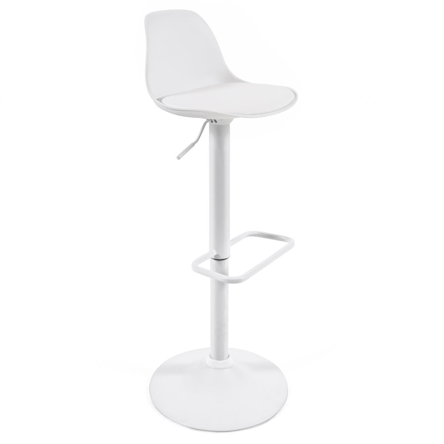 Orlando-T barstool white synthetic leather and matt white steel 60-82 cm - Product Image