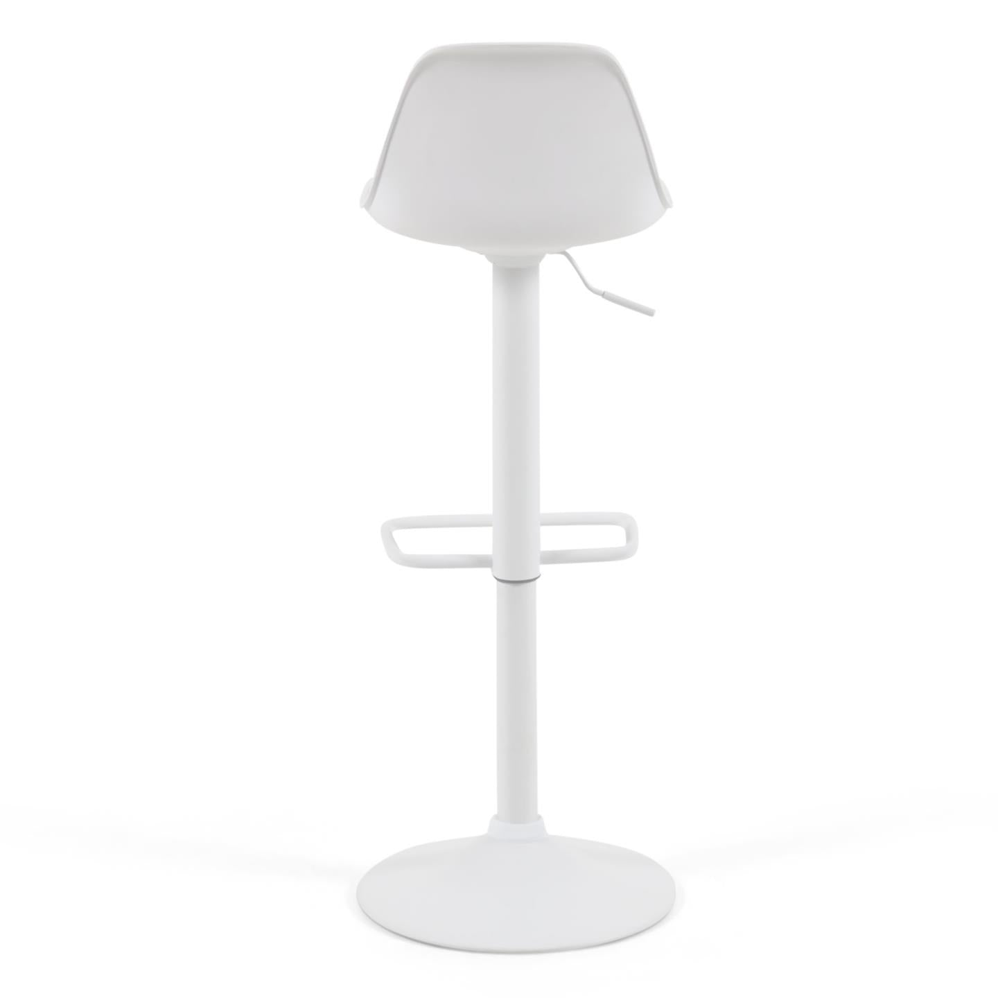Orlando-T barstool white synthetic leather and matt white steel 60-82 cm - Product Image