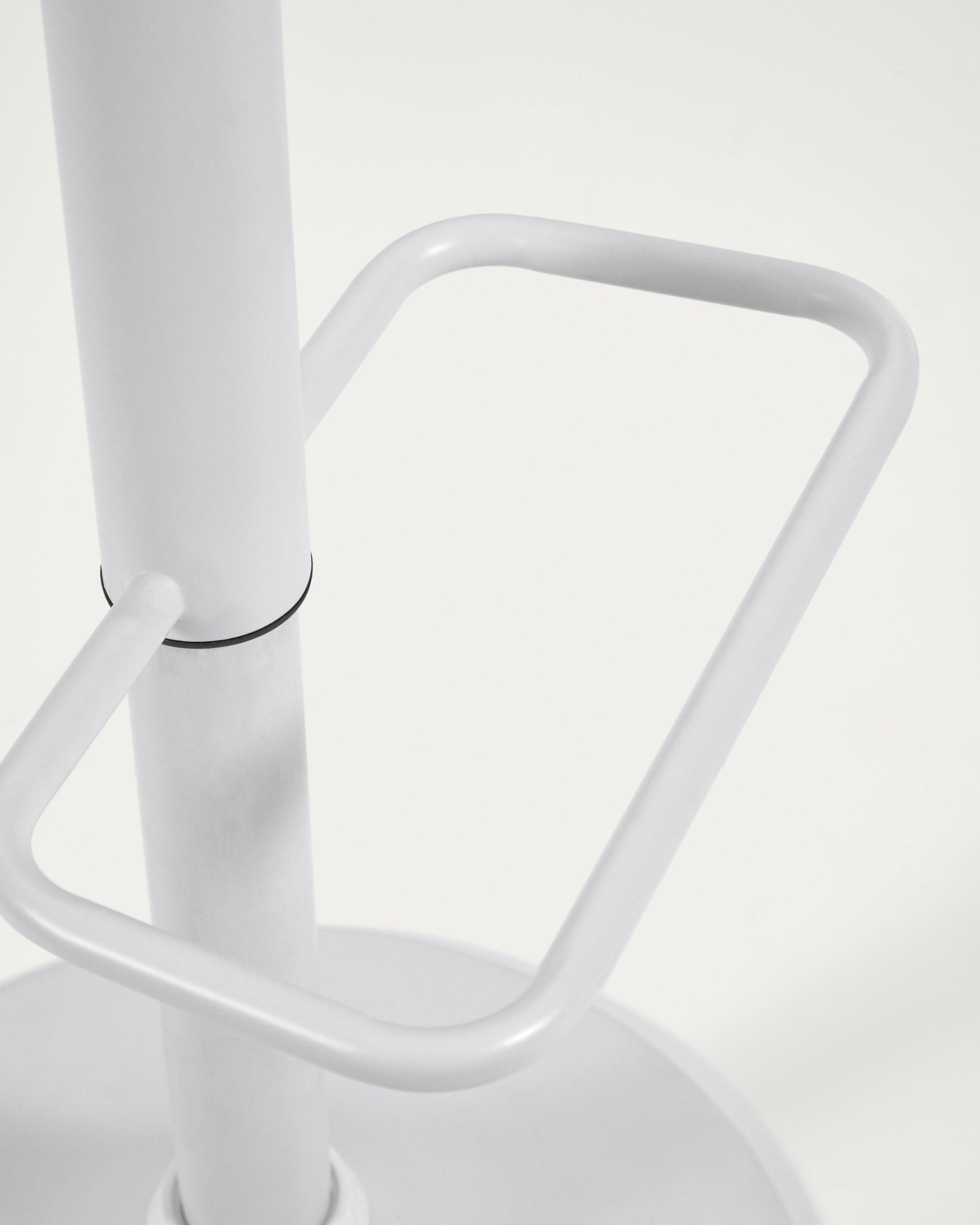 Orlando-T barstool white synthetic leather and matt white steel 60-82 cm - Detail