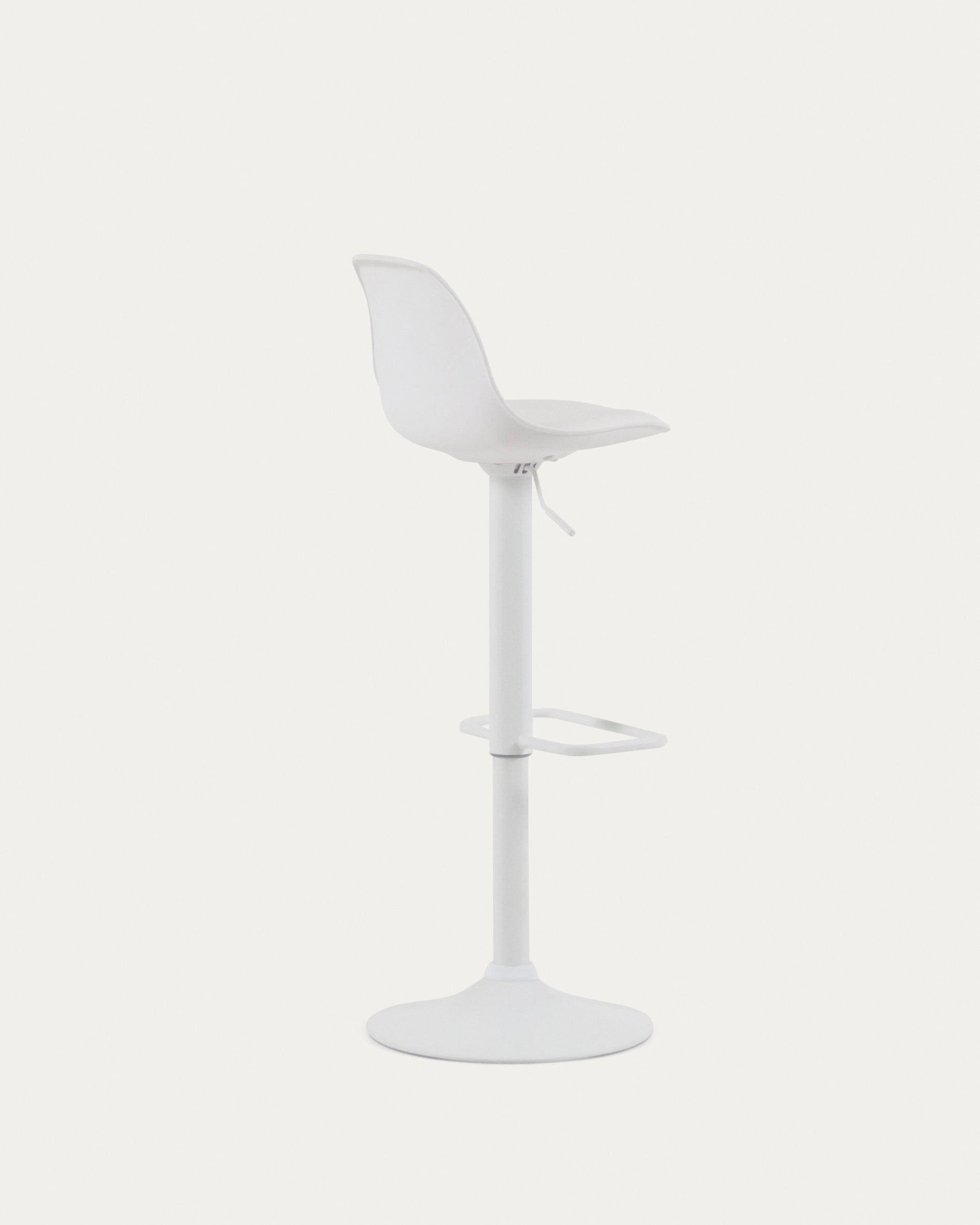 Orlando-T barstool white synthetic leather and matt white steel 60-82 cm - Product View