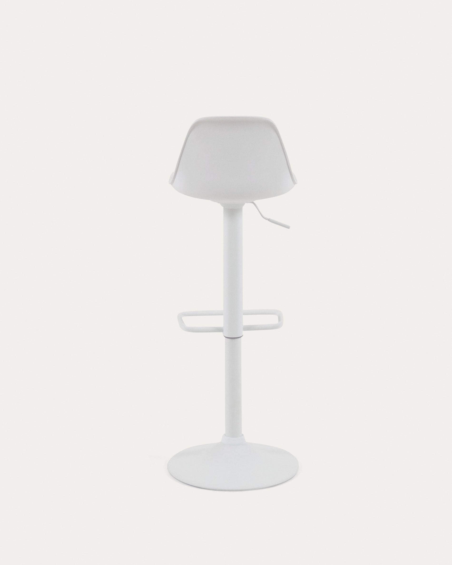 Orlando-T barstool white synthetic leather and matt white steel 60-82 cm - Product View