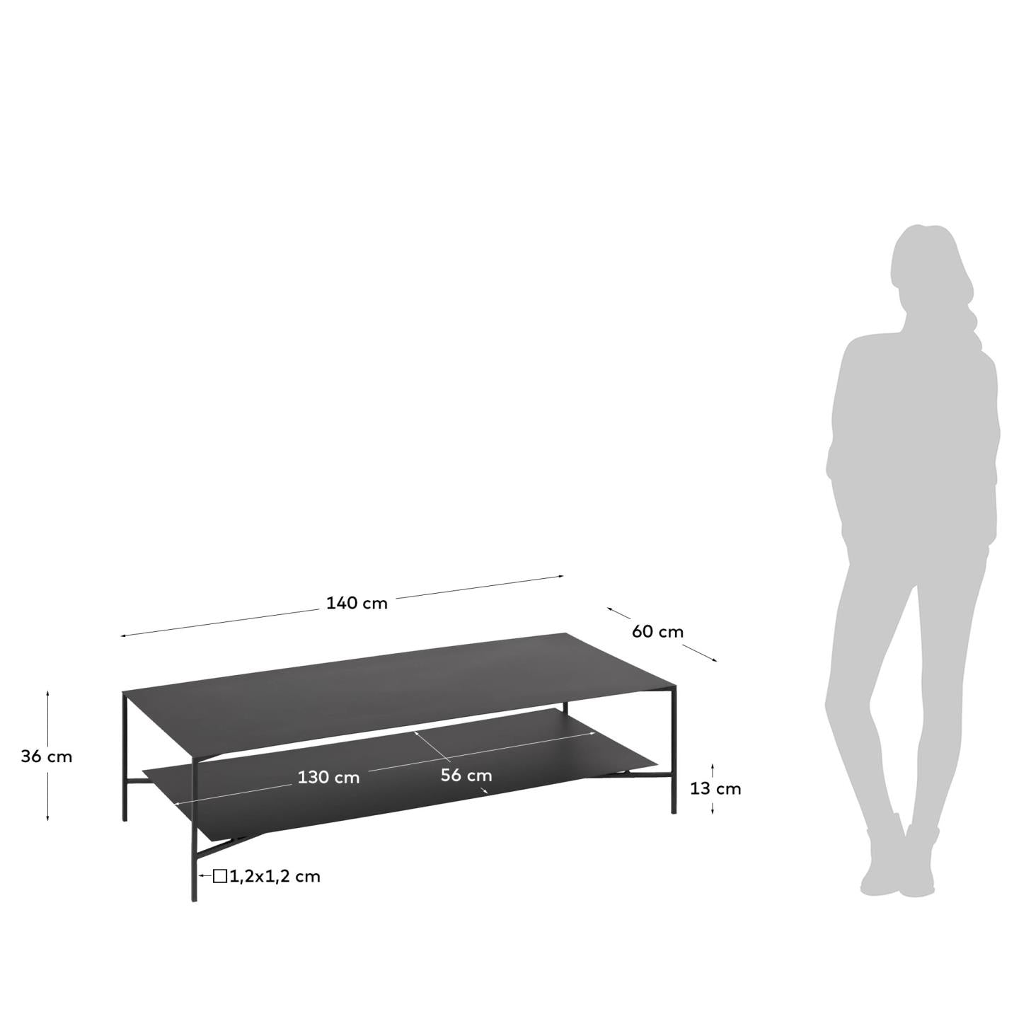 Azisi coffee table 140 x 60 cm - Measurements