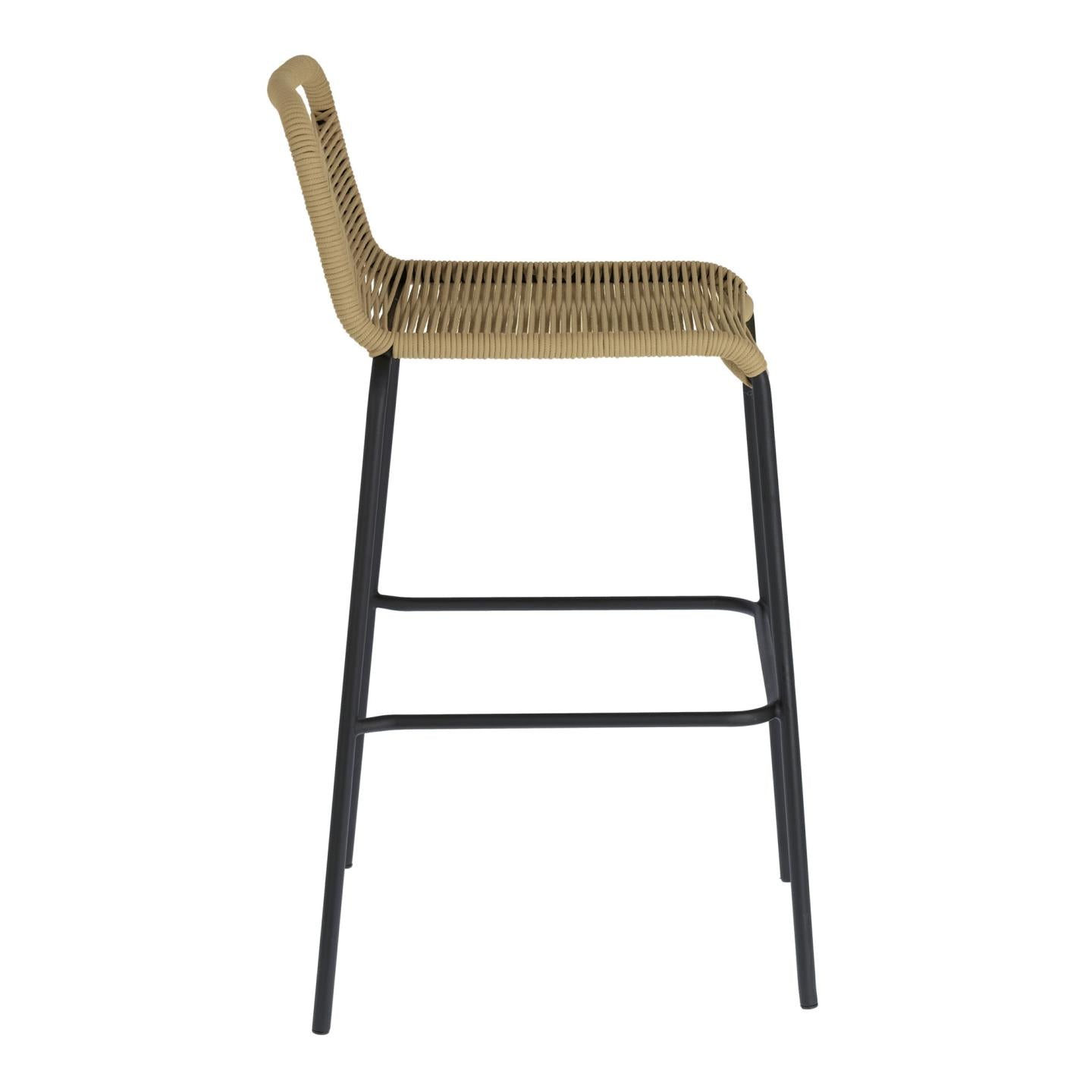 Lambton stackable stool in brown rope and black finish steel 74 cm - Product Image