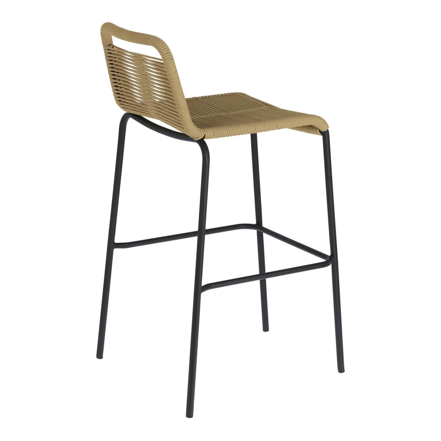 Lambton stackable stool in brown rope and black finish steel 74 cm - Product Image