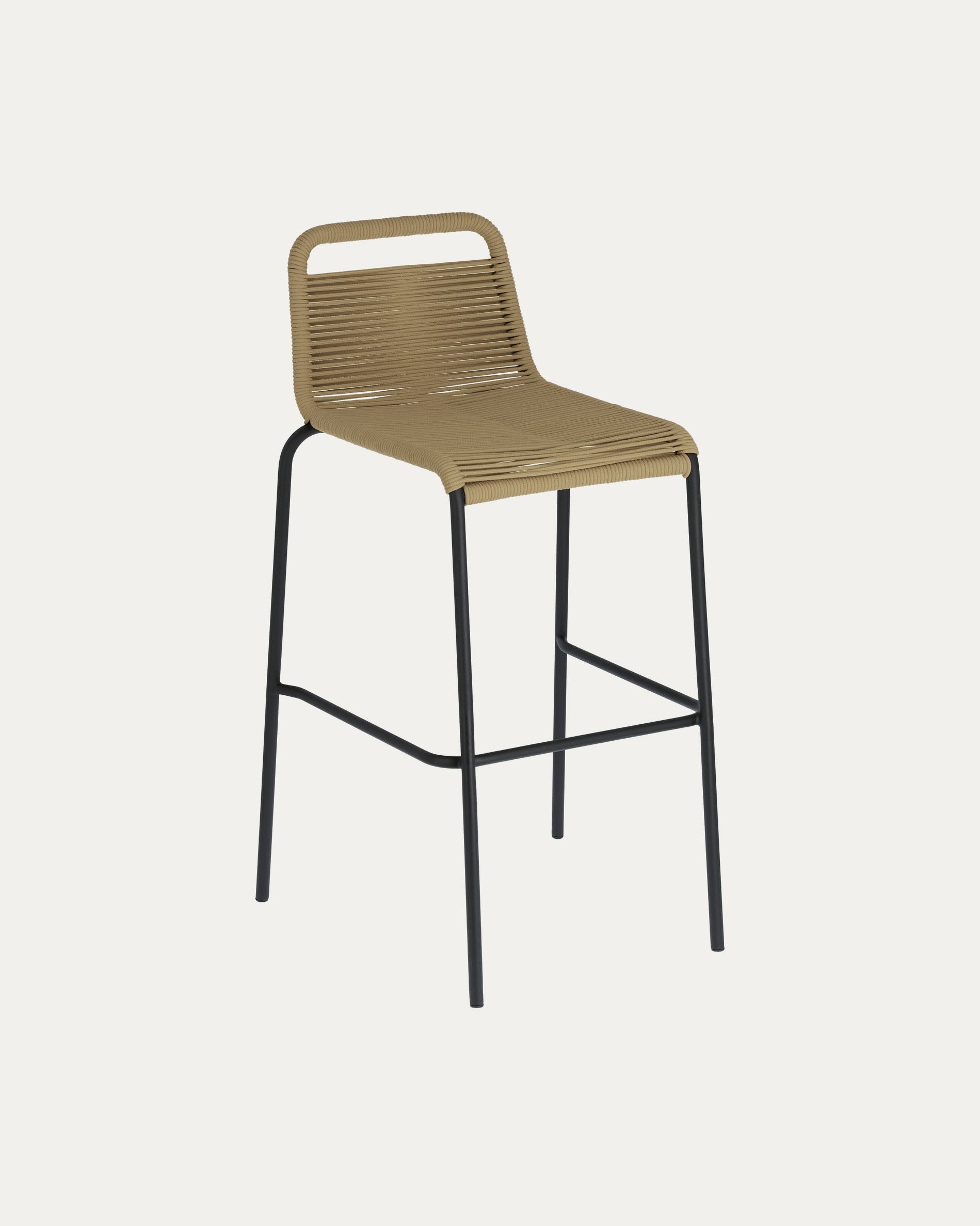 Lambton stackable stool in brown rope and black finish steel 74 cm - Product View
