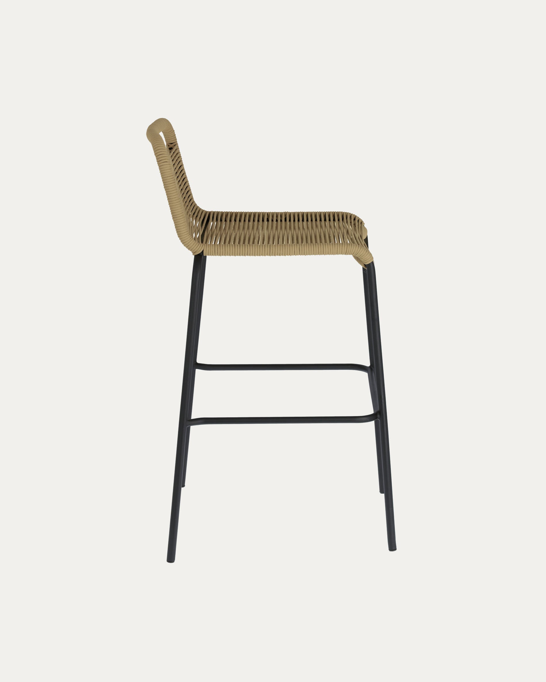 Lambton stackable stool in brown rope and black finish steel 74 cm - Product View