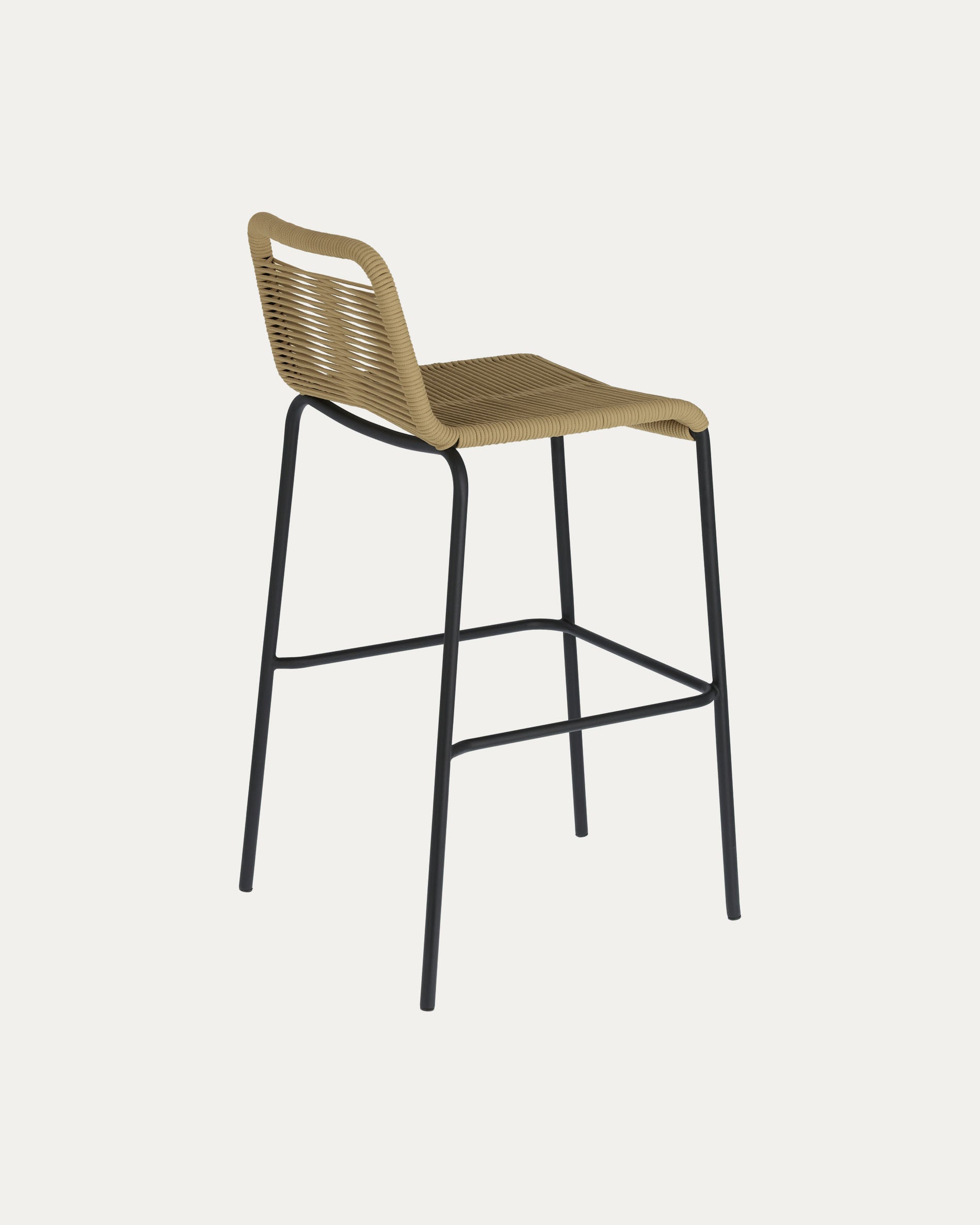 Lambton stackable stool in brown rope and black finish steel 74 cm - Product View
