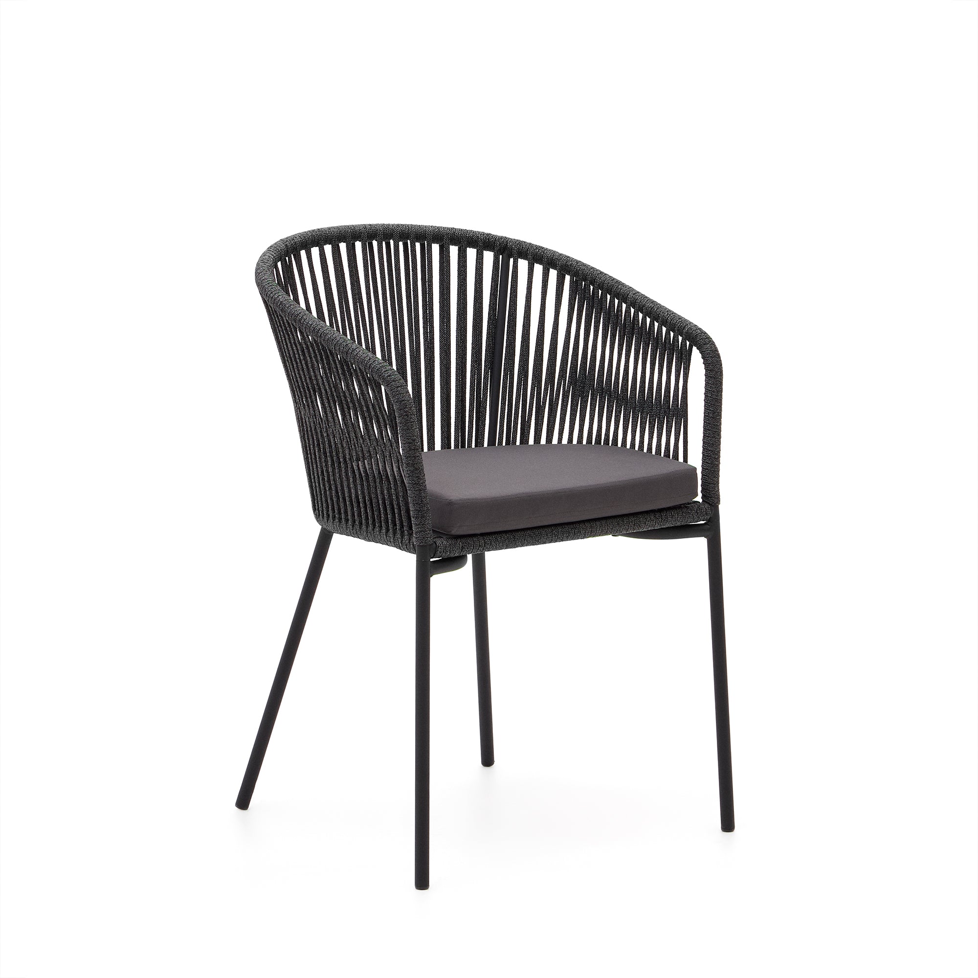 Yanet black rope chair with galvanised steel legs - Product Image