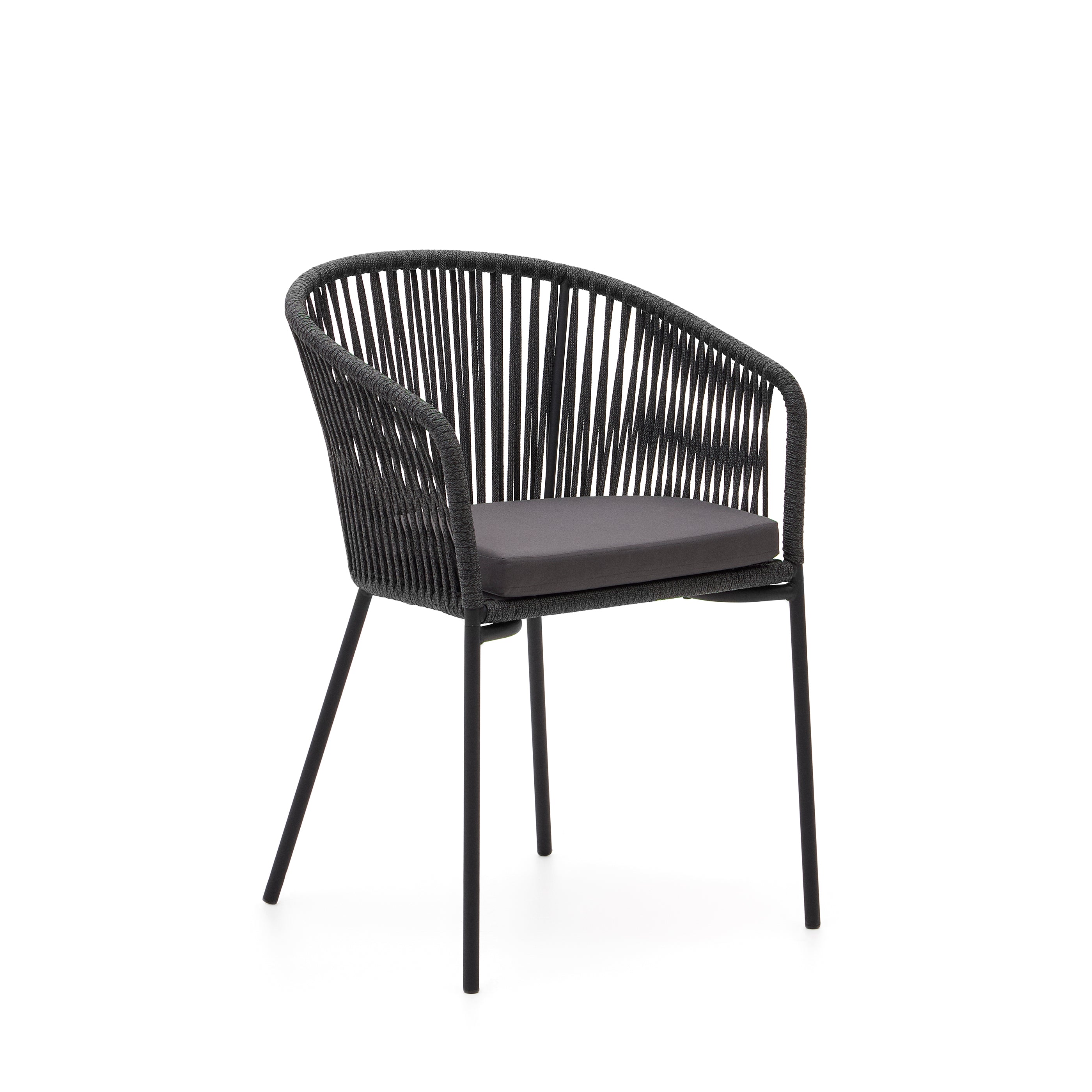 Yanet black rope chair with galvanised steel legs - Product Image