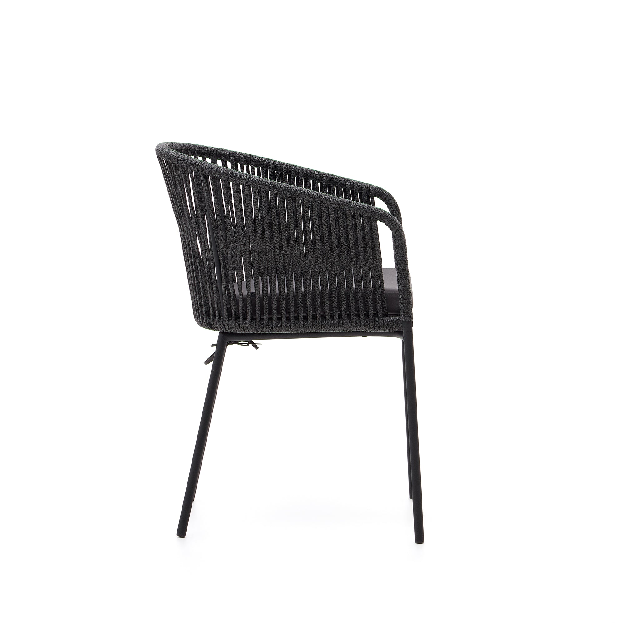 Yanet black rope chair with galvanised steel legs - Product Image