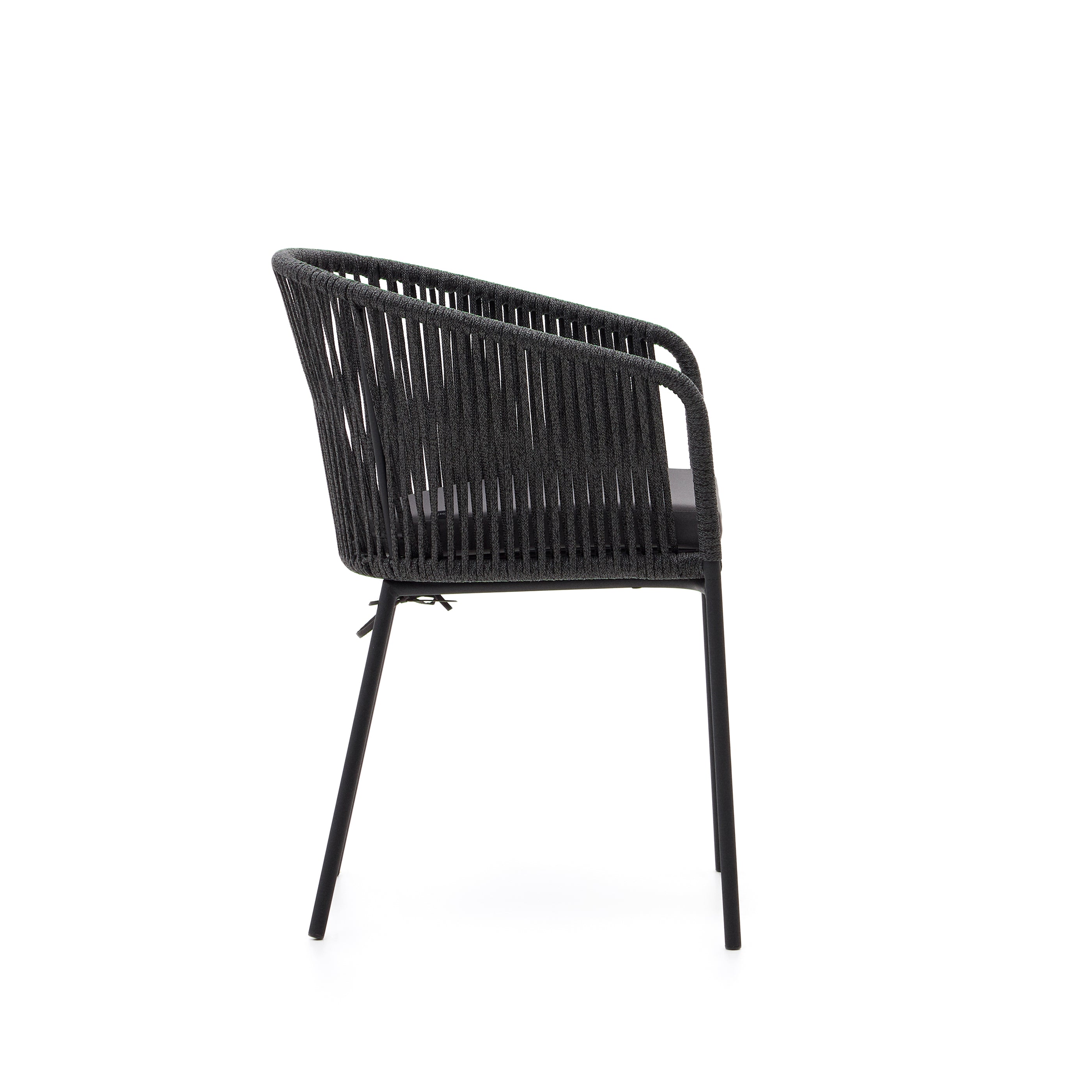Yanet black rope chair with galvanised steel legs - Product Image