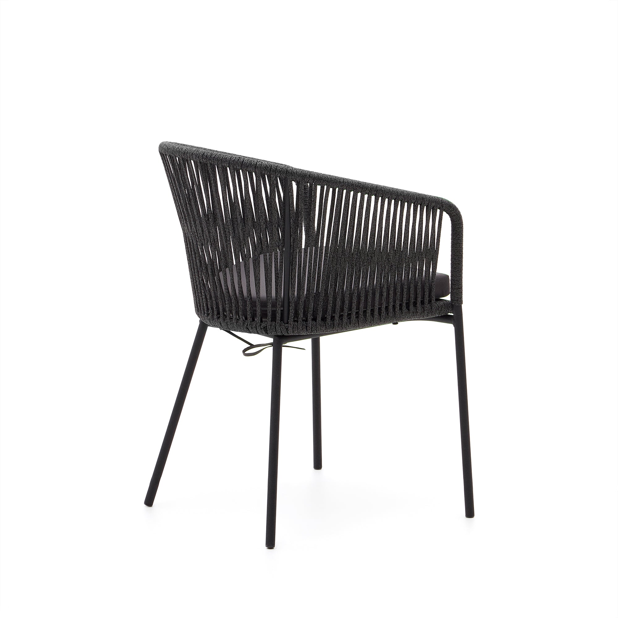 Yanet black rope chair with galvanised steel legs - Product Image