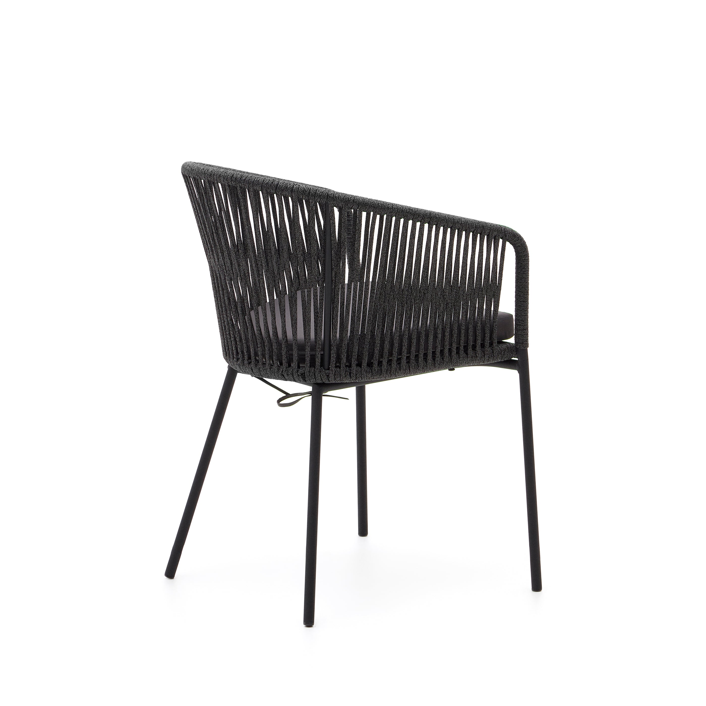 Yanet black rope chair with galvanised steel legs - Product Image