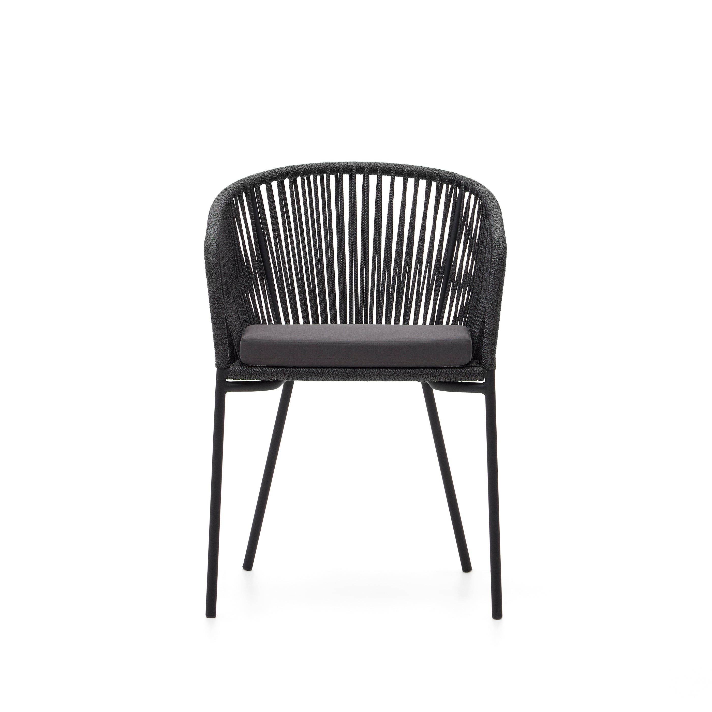 Yanet black rope chair with galvanised steel legs - Product Image