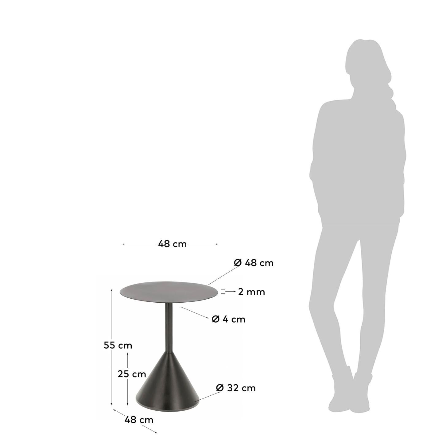 Yinan side table Ø 48 cm black - Measurements