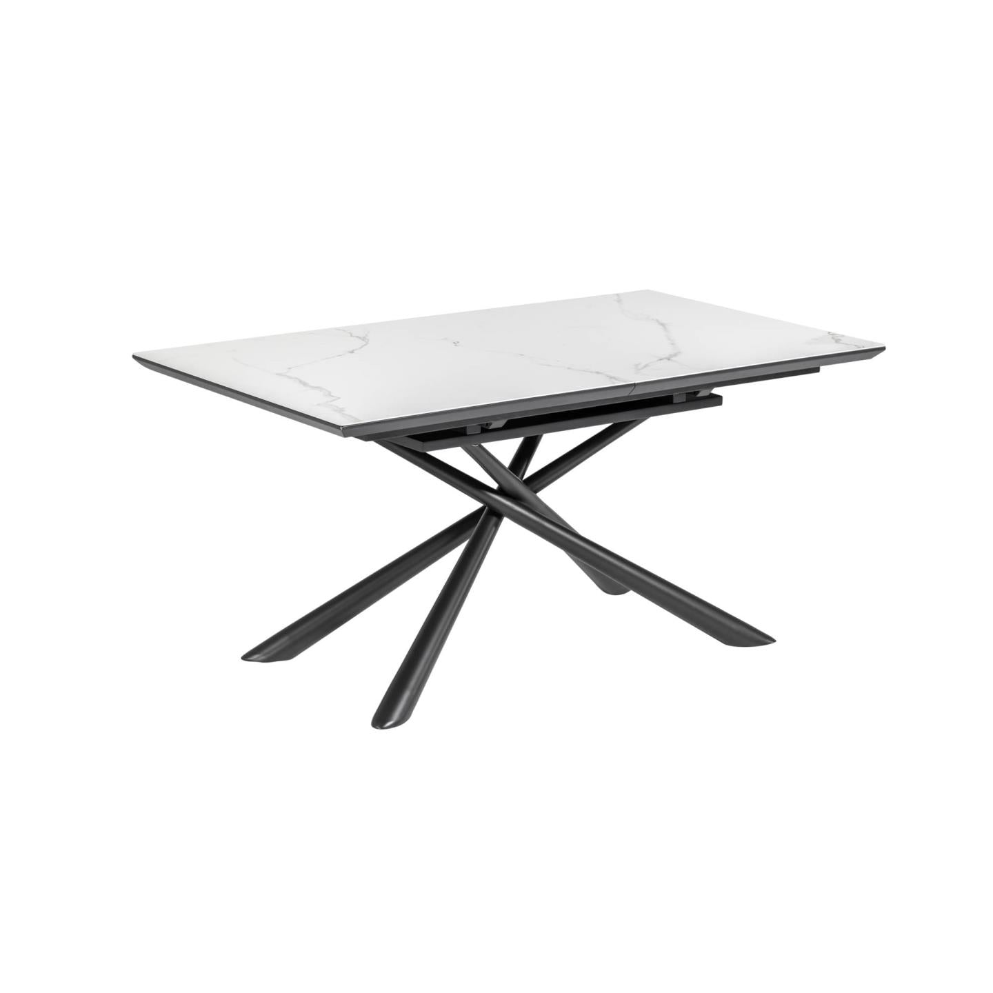 Theone porcelain extendable table in white and black steel legs 160 (210) x 90 cm - Product Image