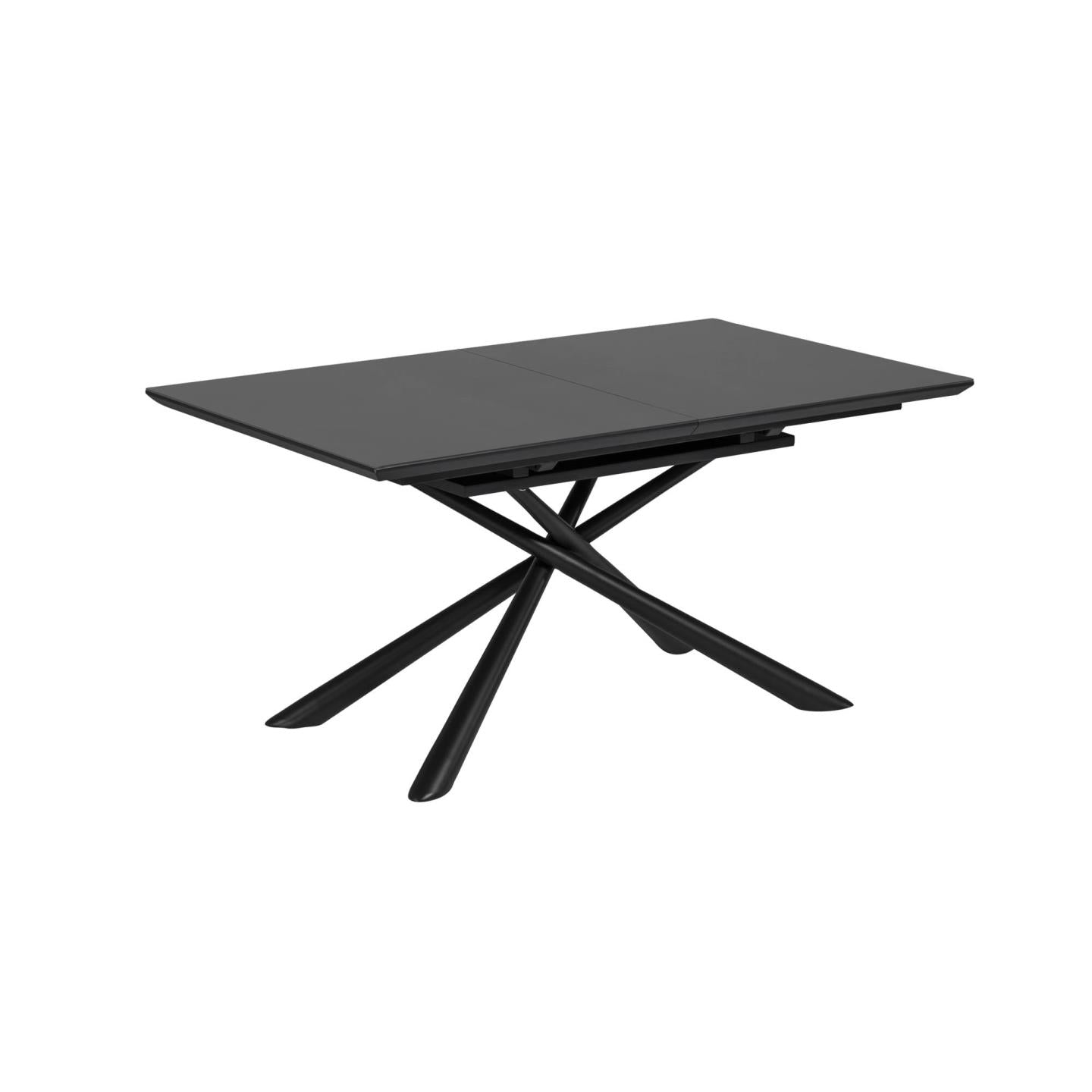 Theone extendable glass table with steel legs with black finish 160 (210) x 90 cm - Product Image