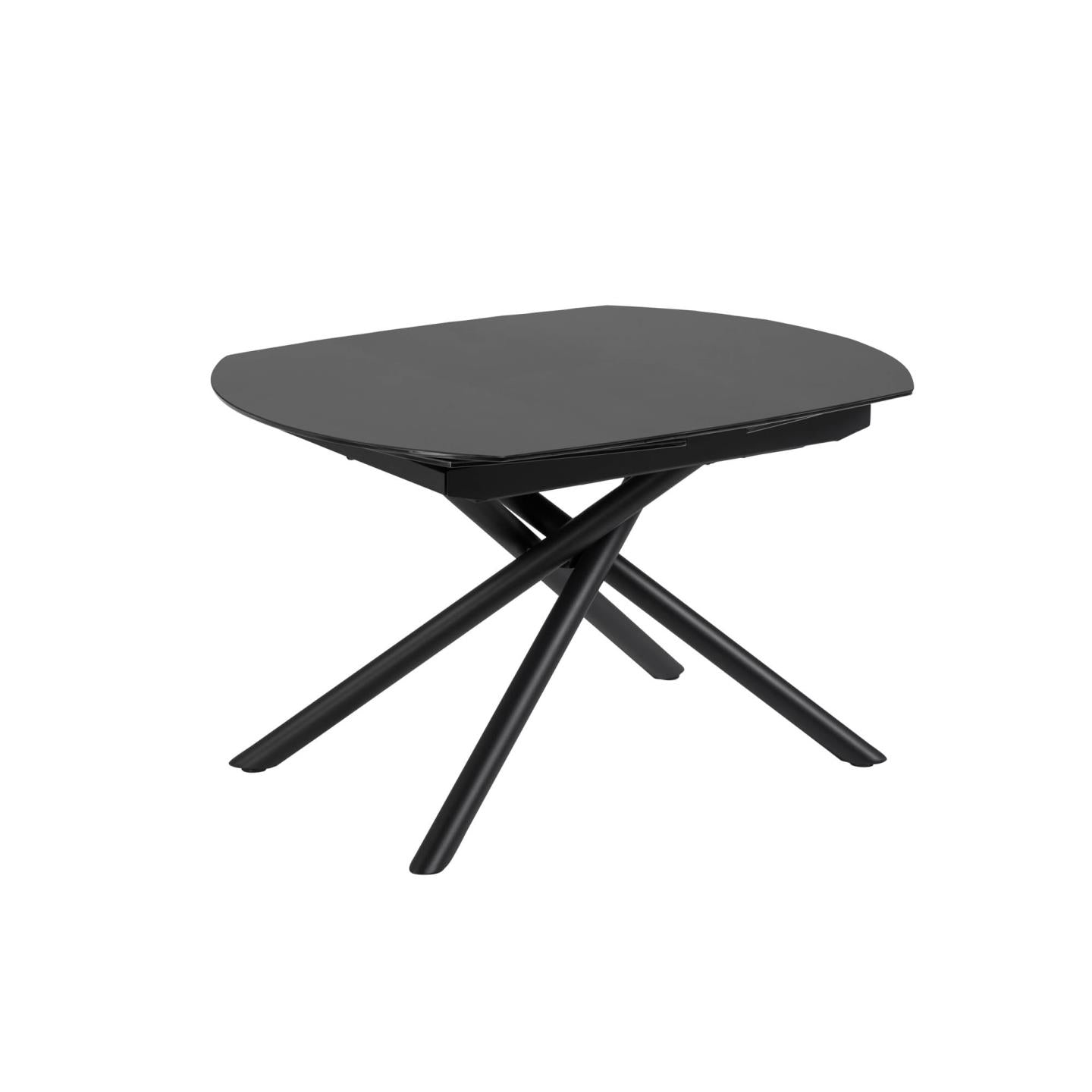 Yodalia extendable glass table with steel legs with black finish 130 (190) x 100 cm - Product Image