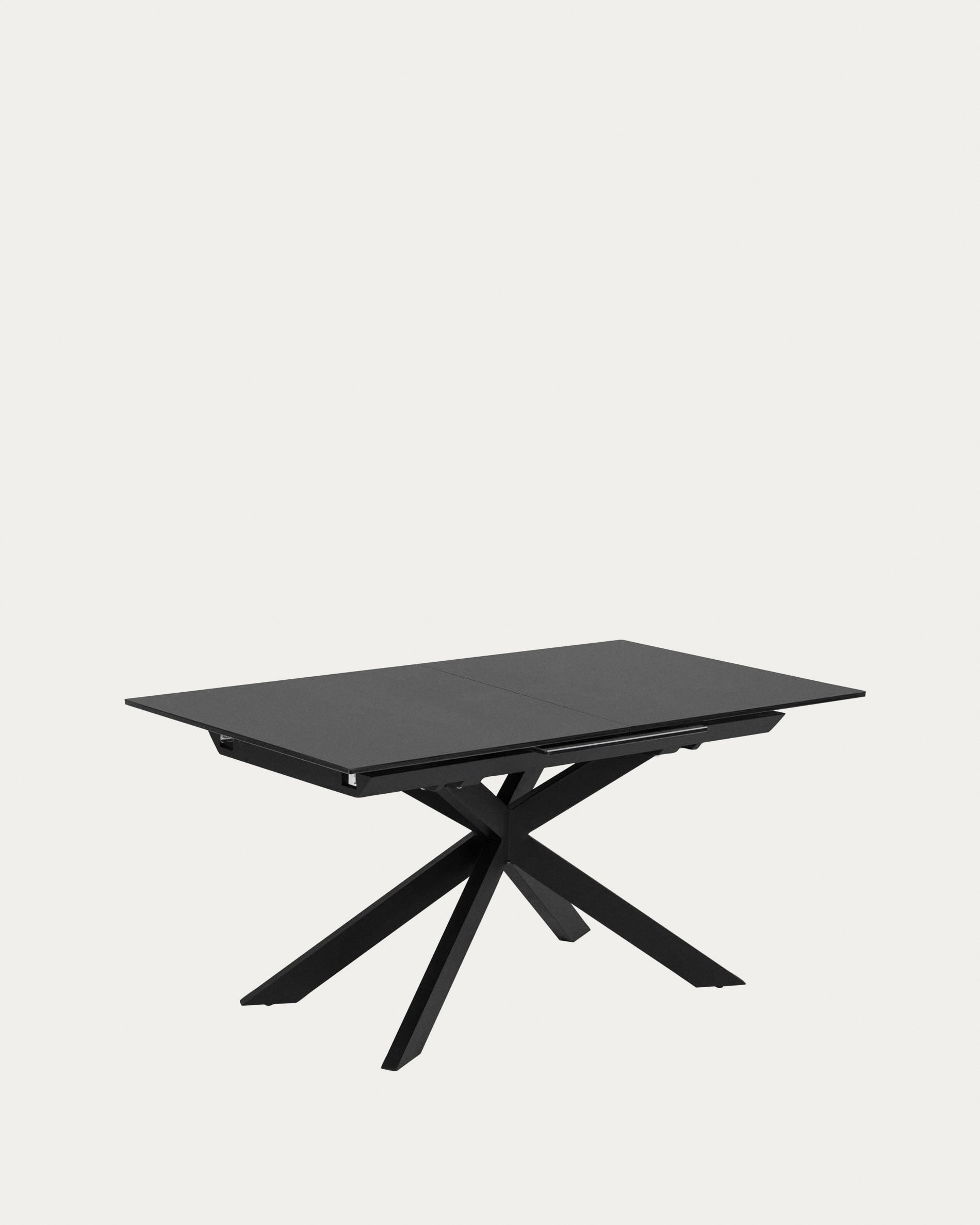 Atminda extendable glass table with steel legs with black finish 160 (210) x 90 cm - Product View