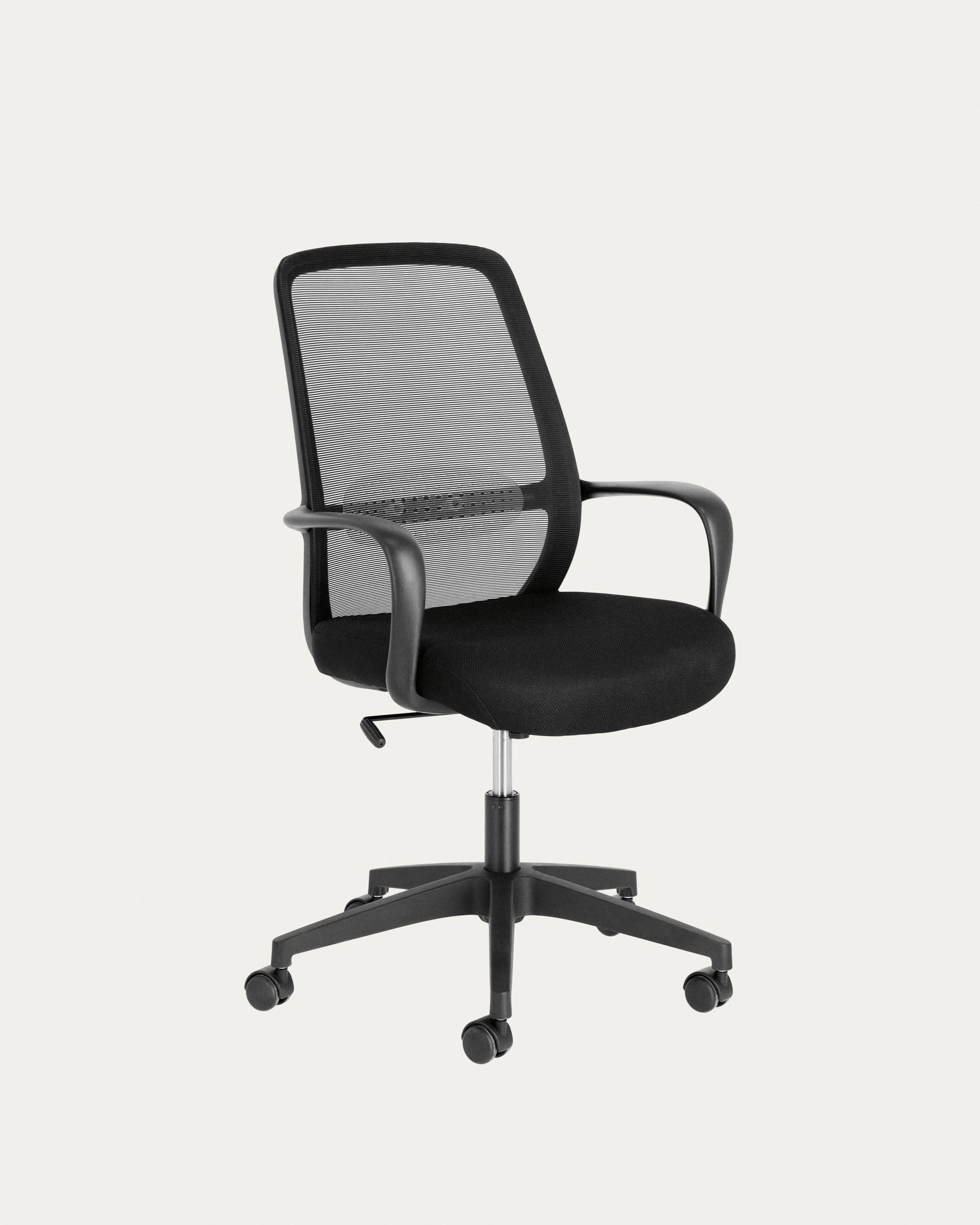 Melva office chair in black and legs made of steel in black - Product View