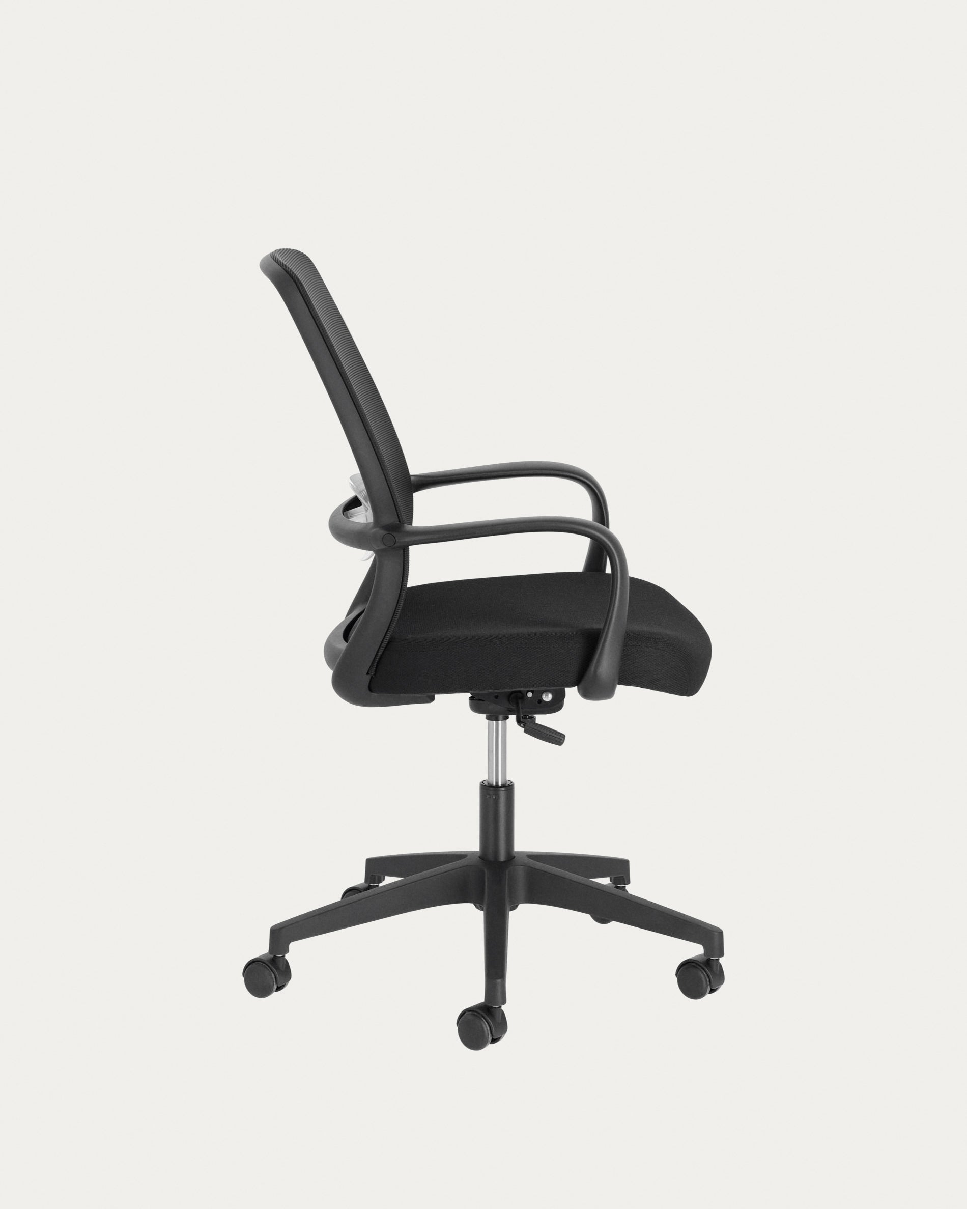 Melva office chair in black and legs made of steel in black - Product View