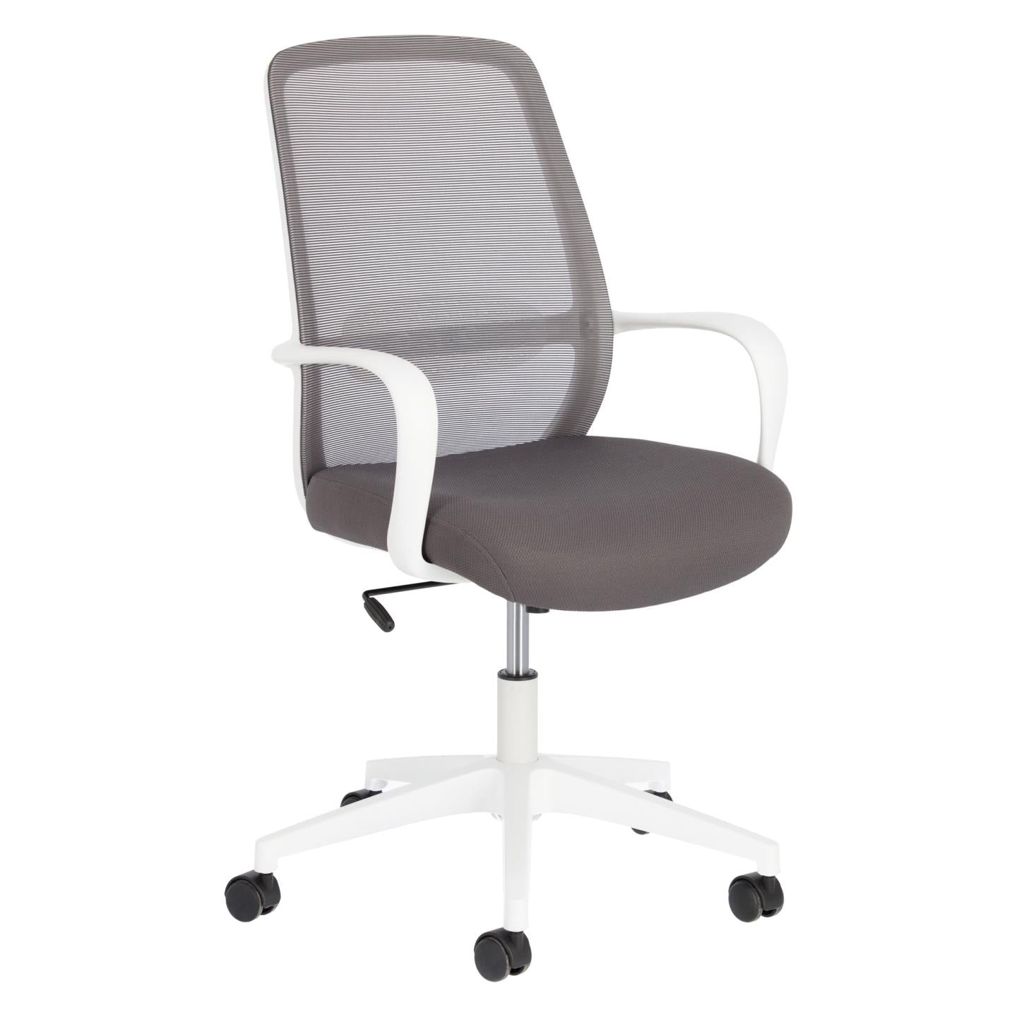 Melva office chair in grey and legs made of steel in white - Product Image