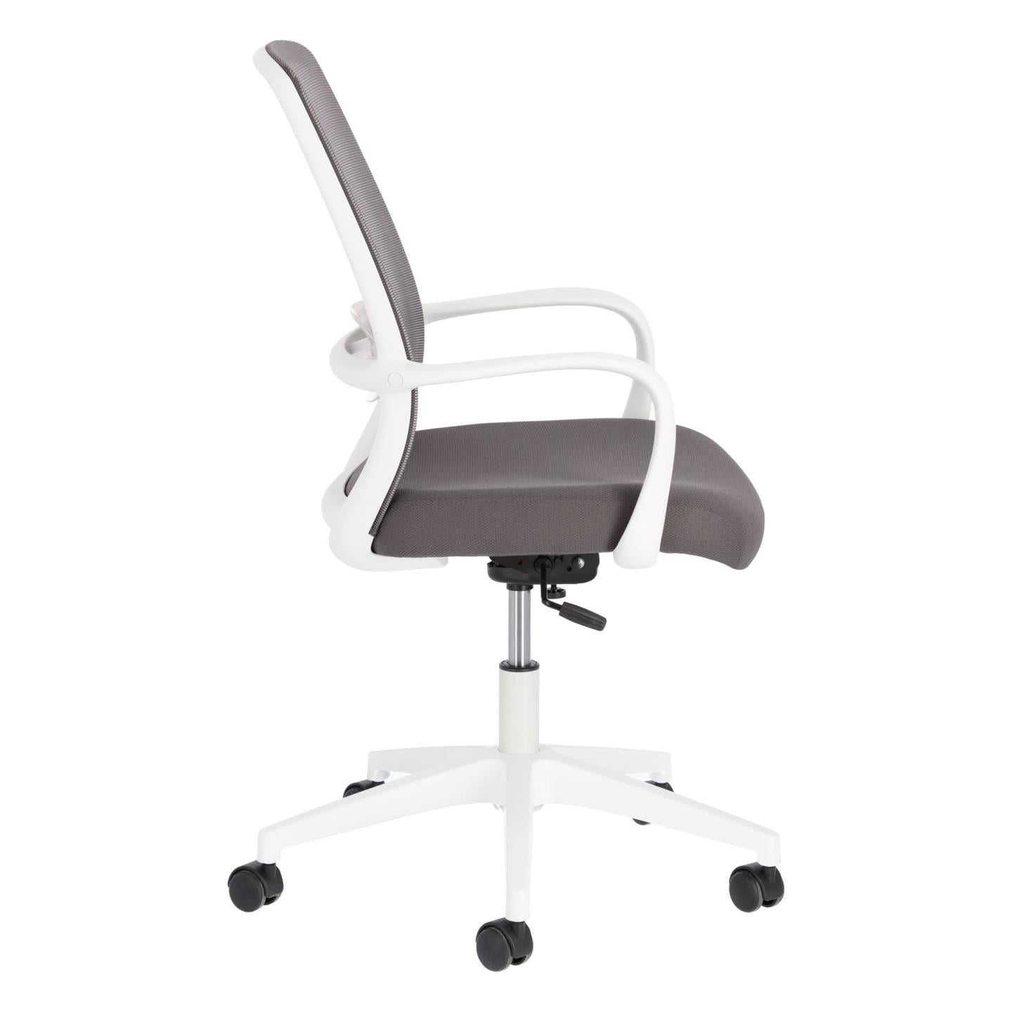 Melva office chair in grey and legs made of steel in white - Product Image