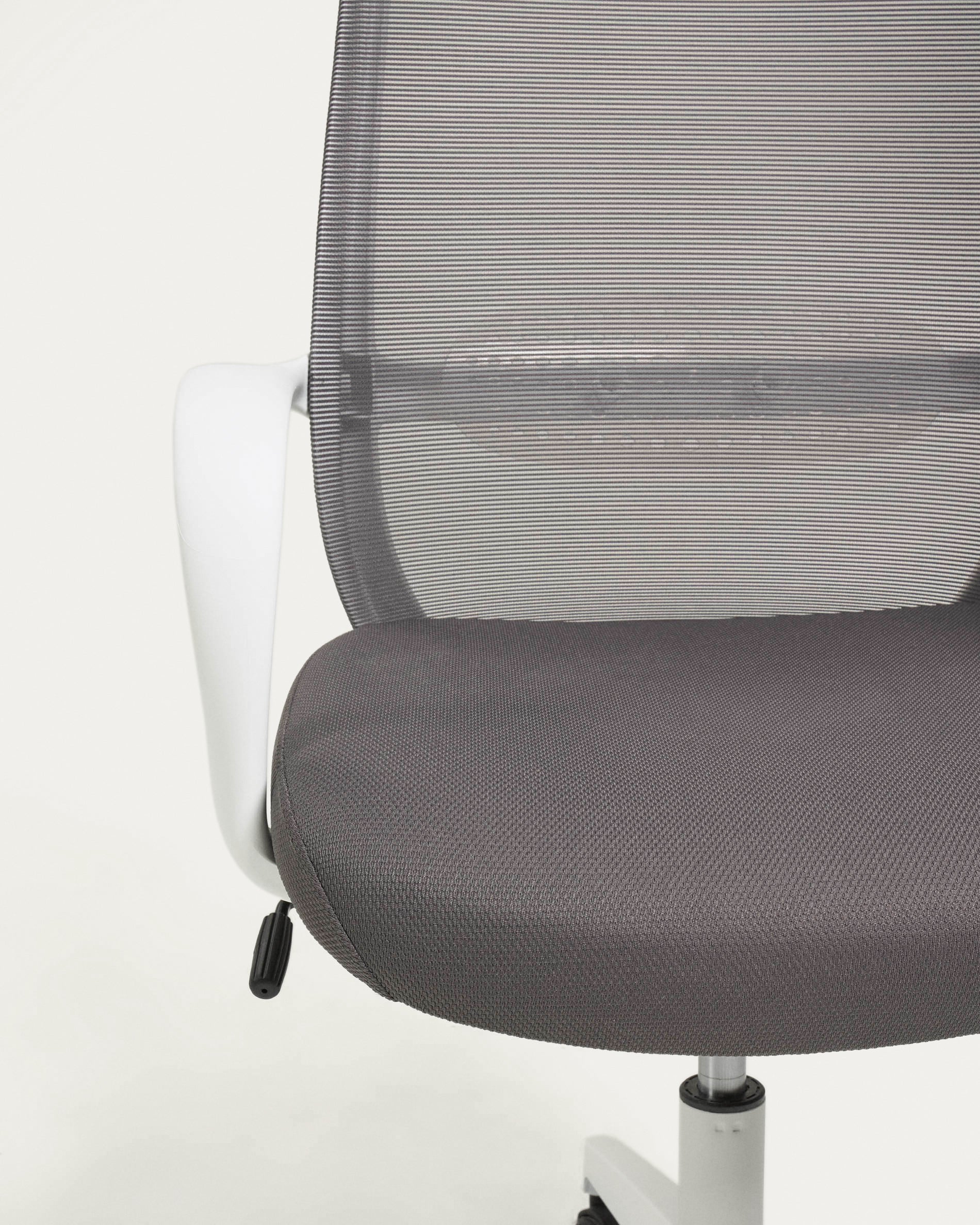 Melva office chair in grey and legs made of steel in white - Detail