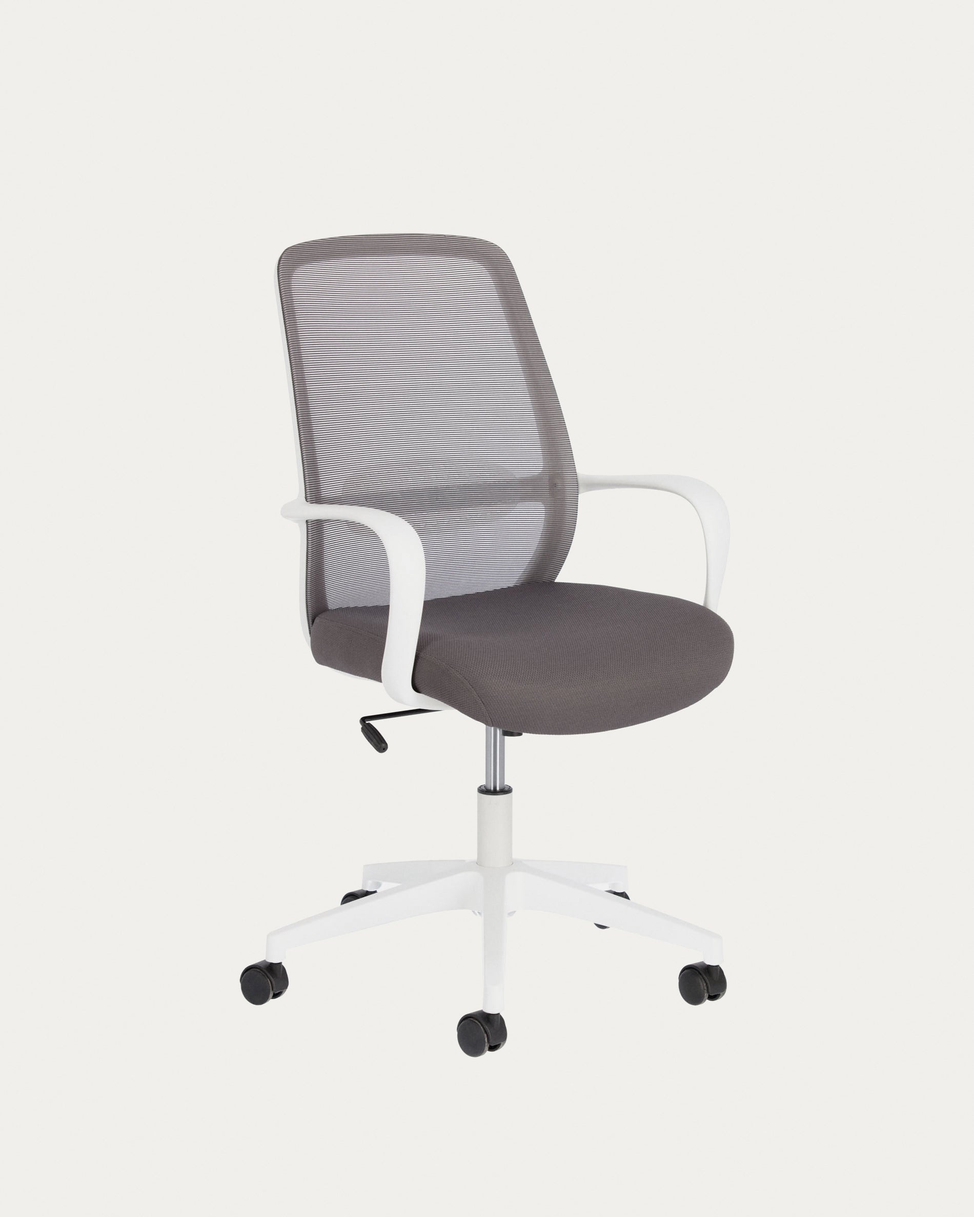 Melva office chair in grey and legs made of steel in white - Product View