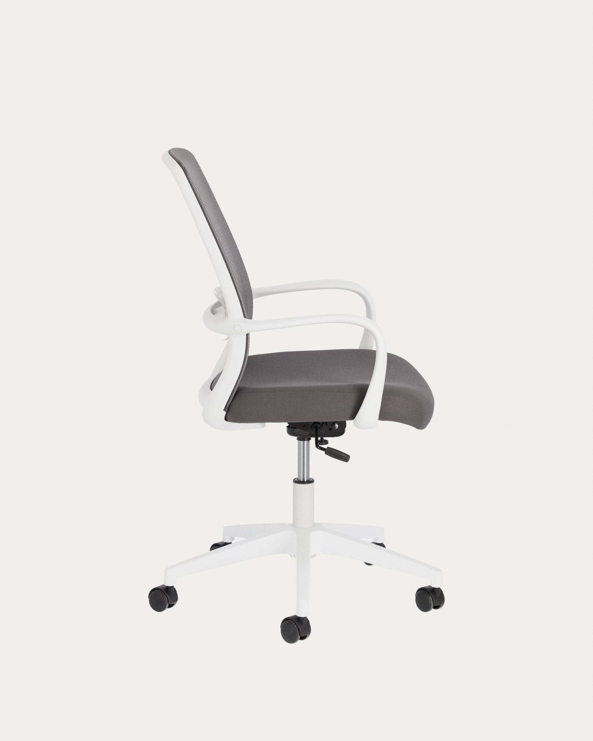 Melva office chair in grey and legs made of steel in white - Product View