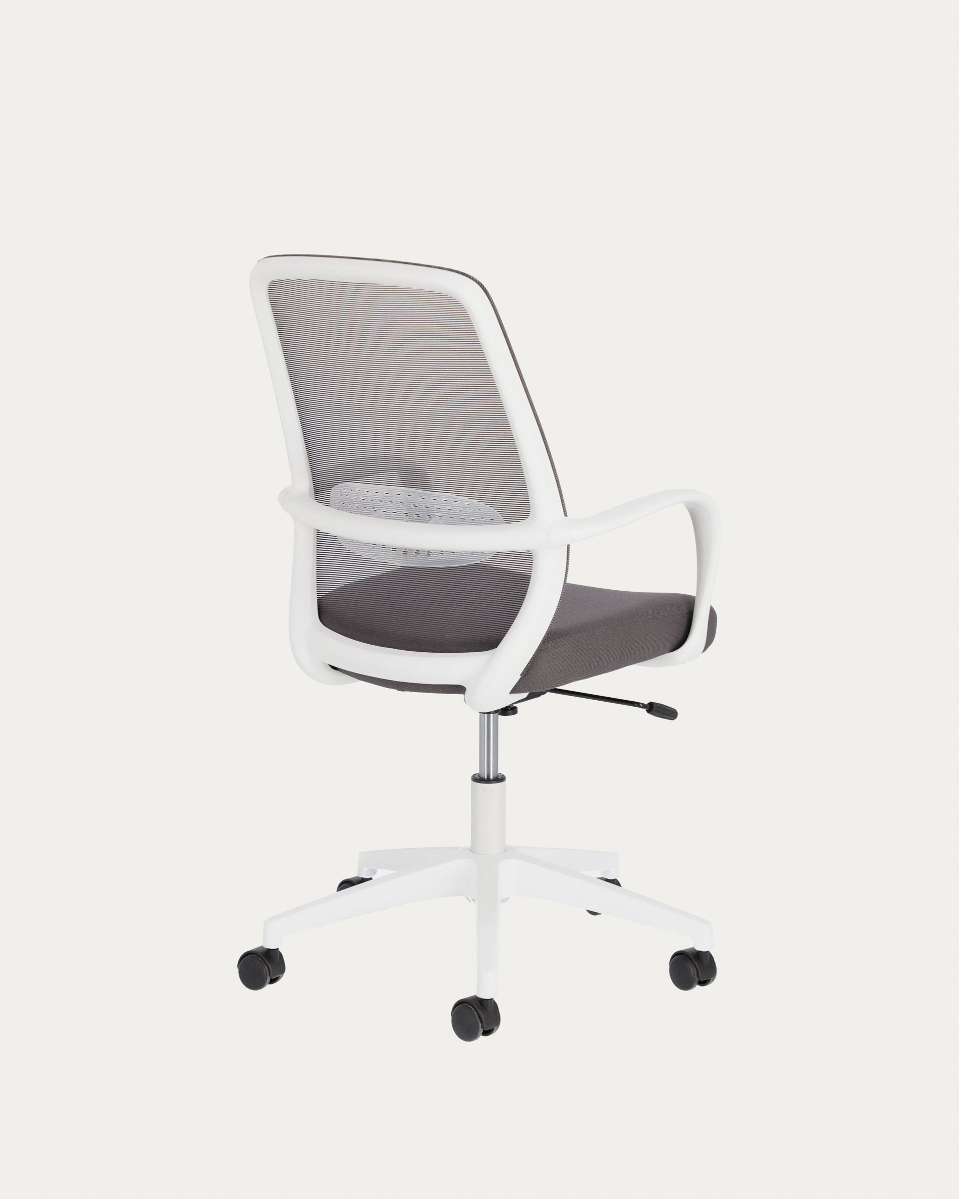 Melva office chair in grey and legs made of steel in white - Product View