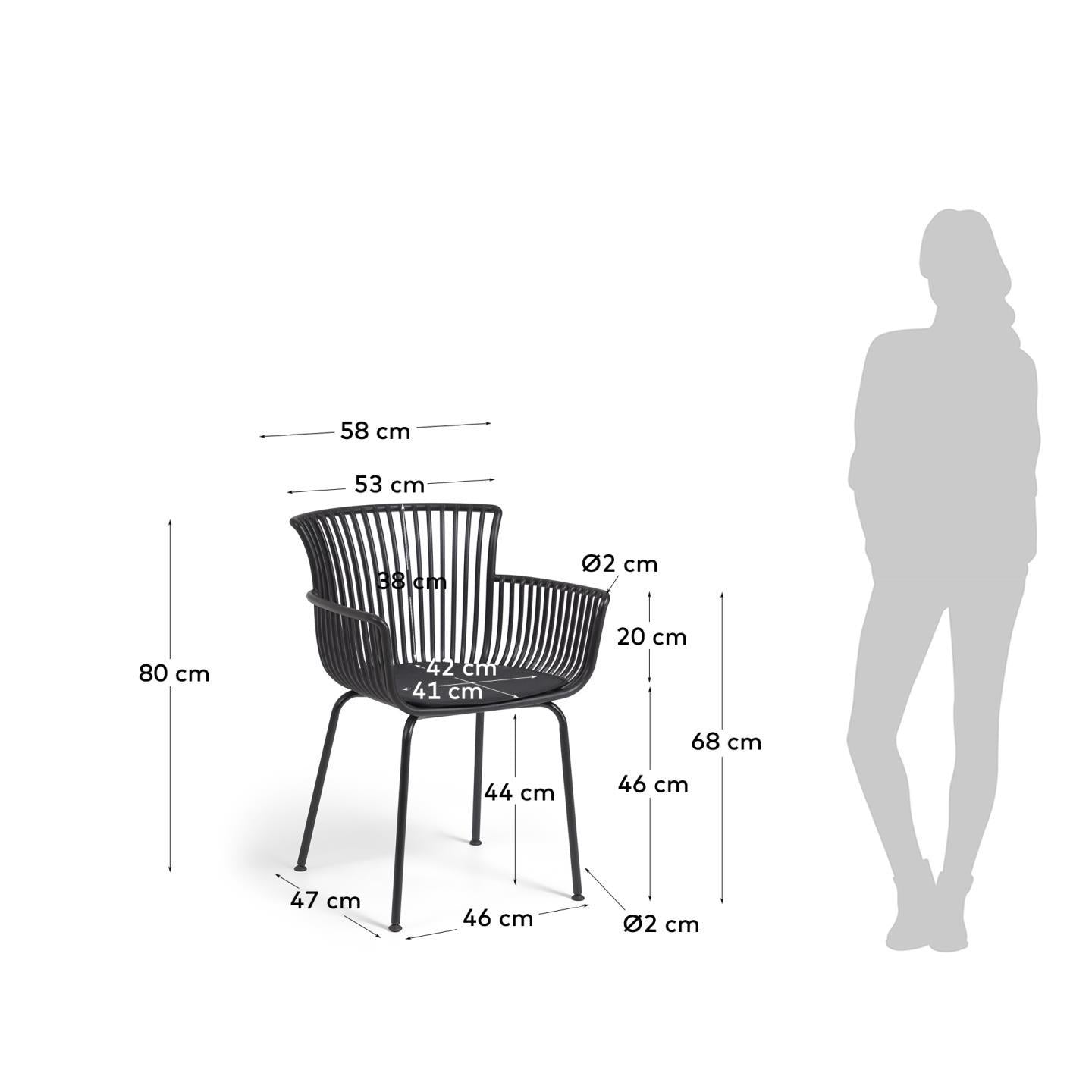 Surpika outdoor chair in black - Measurements