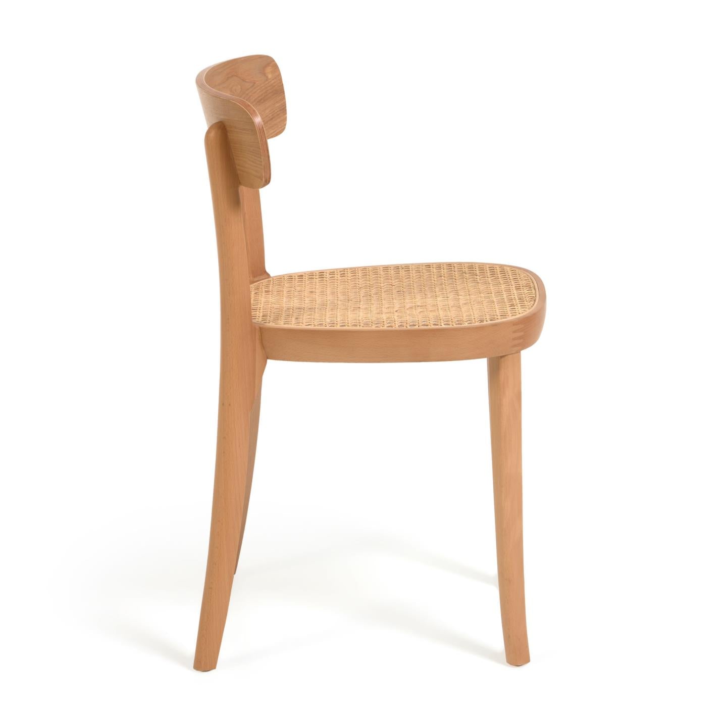 Romane chair in solid beech with natural finish, ash veneer and rattan - Product Image