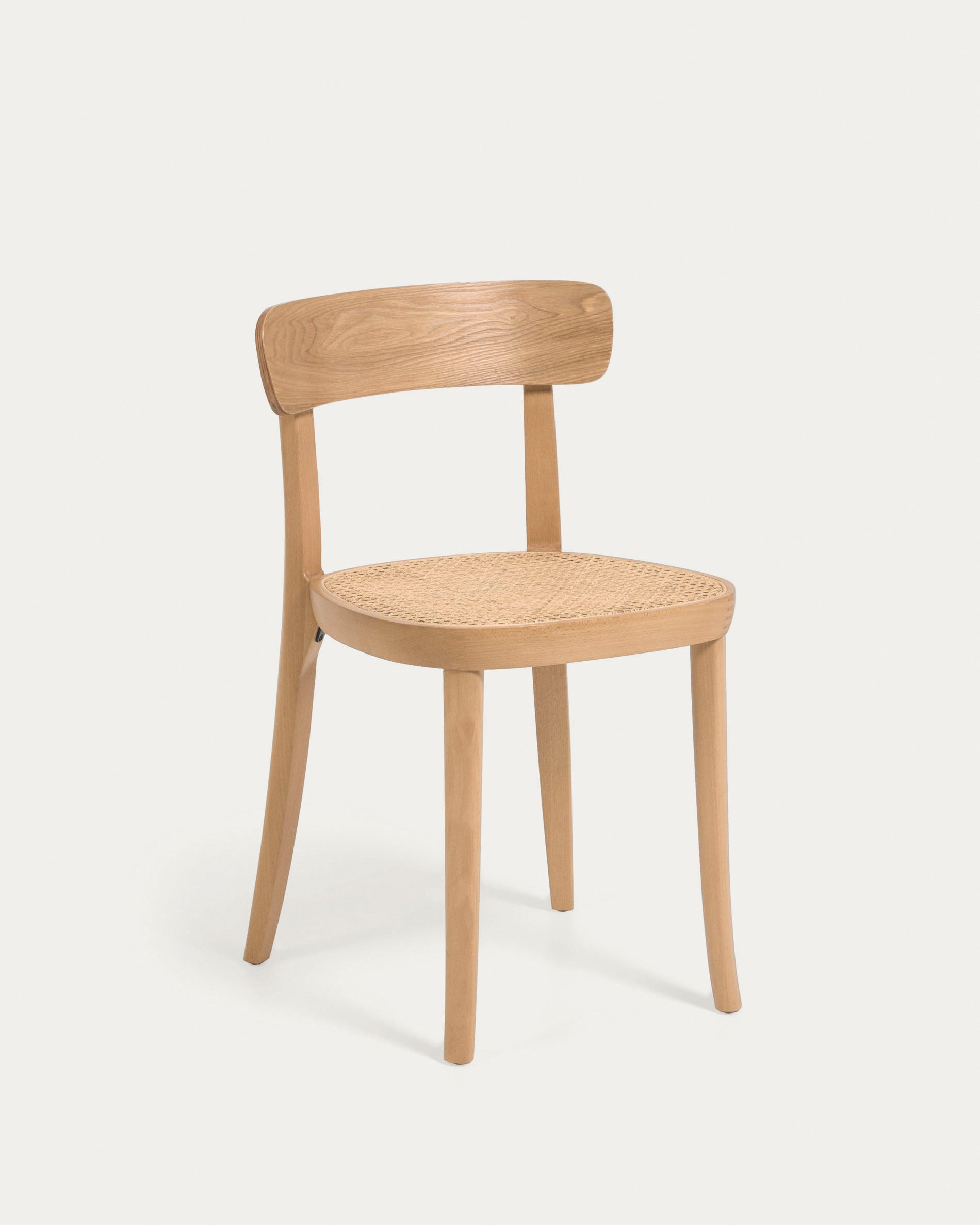 Romane chair in solid beech with natural finish, ash veneer and rattan - Product View