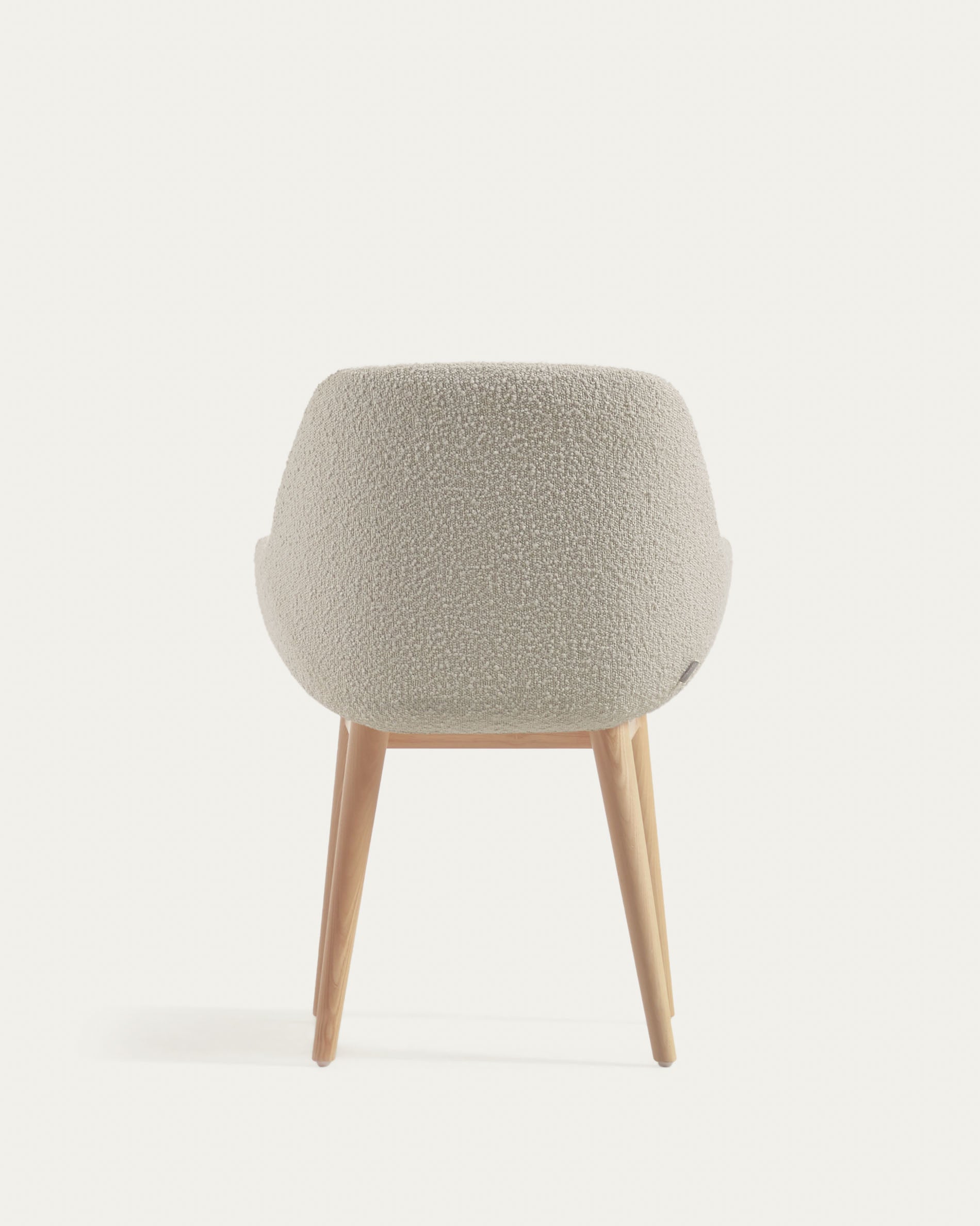 Konna chair in white bouclé with solid ash wood legs in a natural finish - Product View
