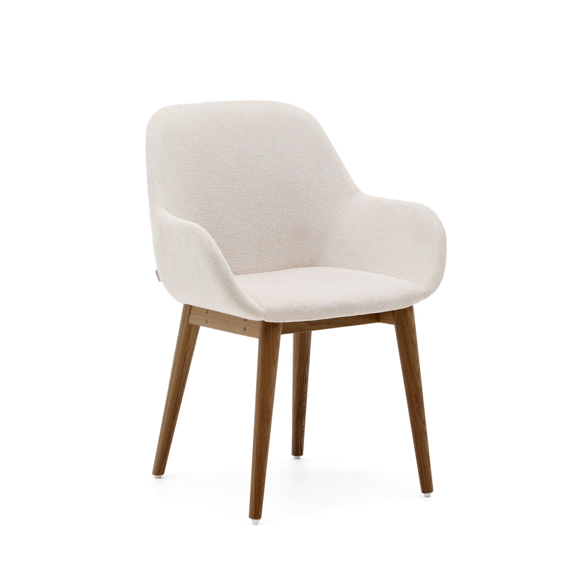 Konna chair in beige with solid ash wood legs in a dark finish FR - Product Image