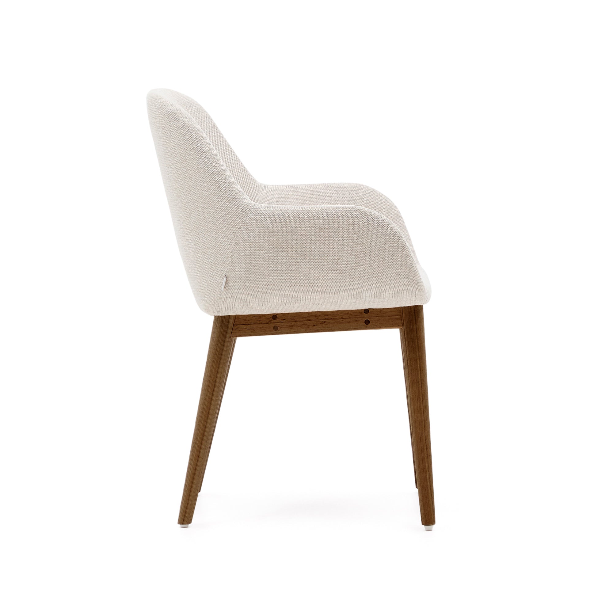 Konna chair in beige with solid ash wood legs in a dark finish FR - Product Image