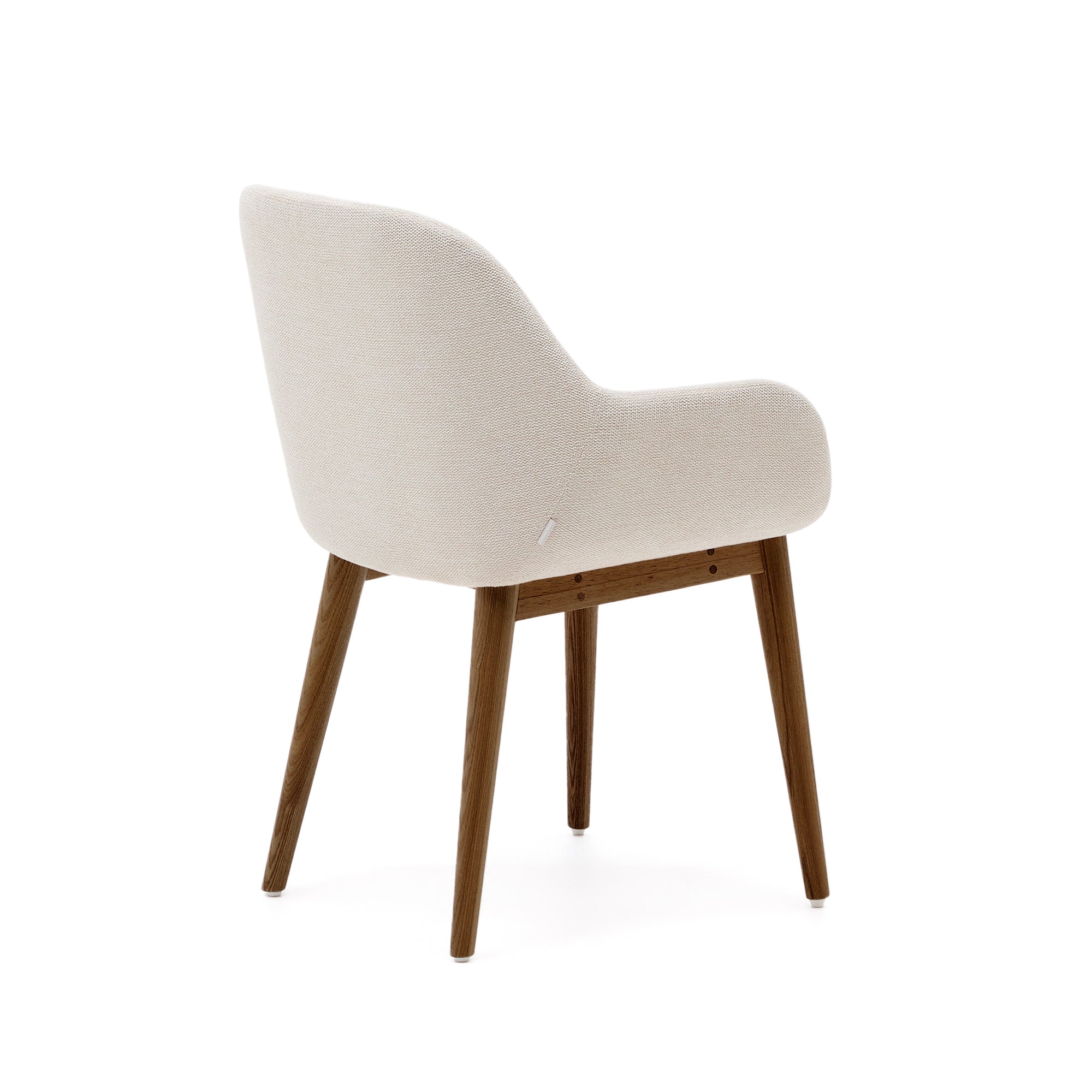 Konna chair in beige with solid ash wood legs in a dark finish FR - Product Image